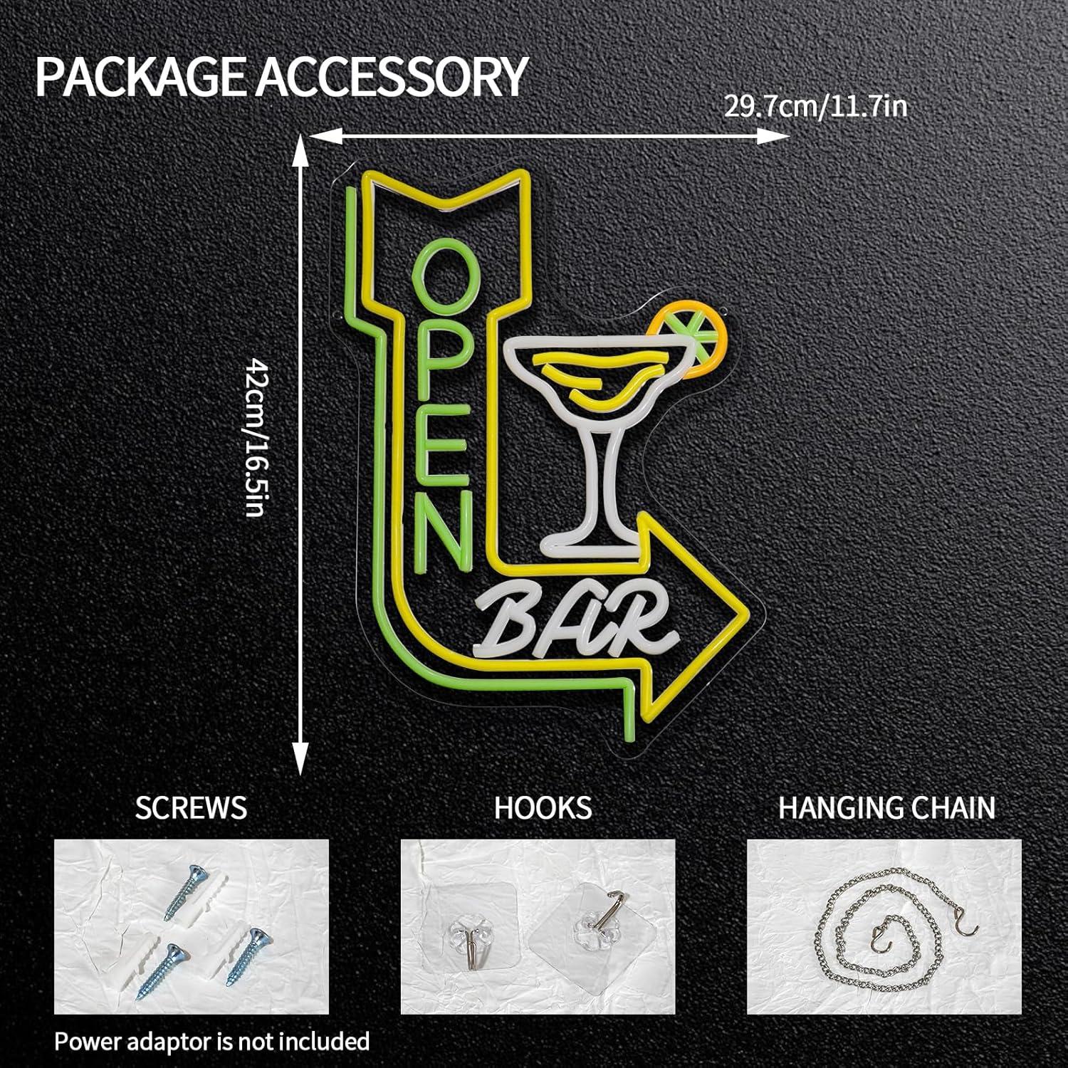 Cartel de Neón LED Abierto para Bar Runalosa 29.7x42 cm