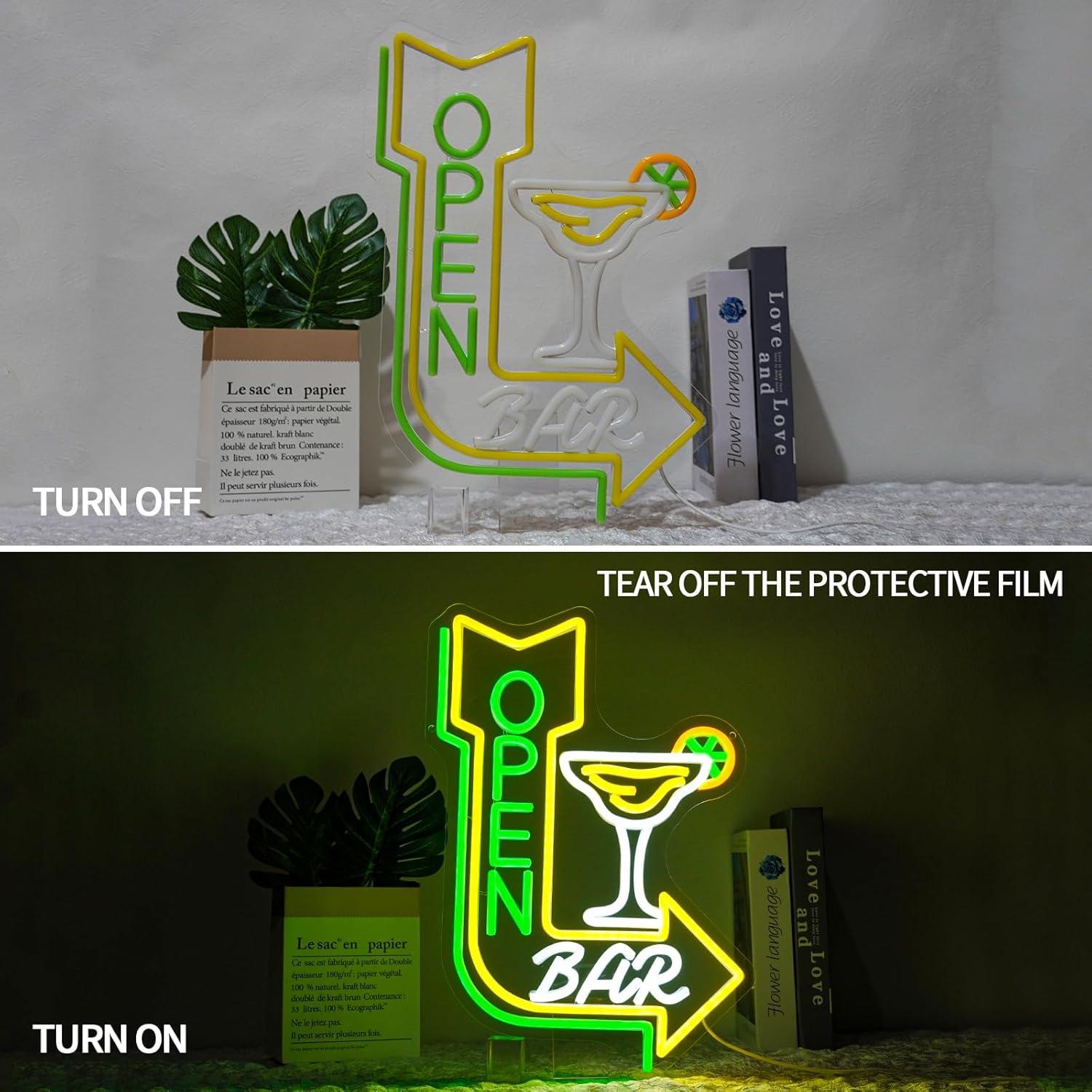 Cartel de Neón LED Abierto para Bar Runalosa 29.7x42 cm