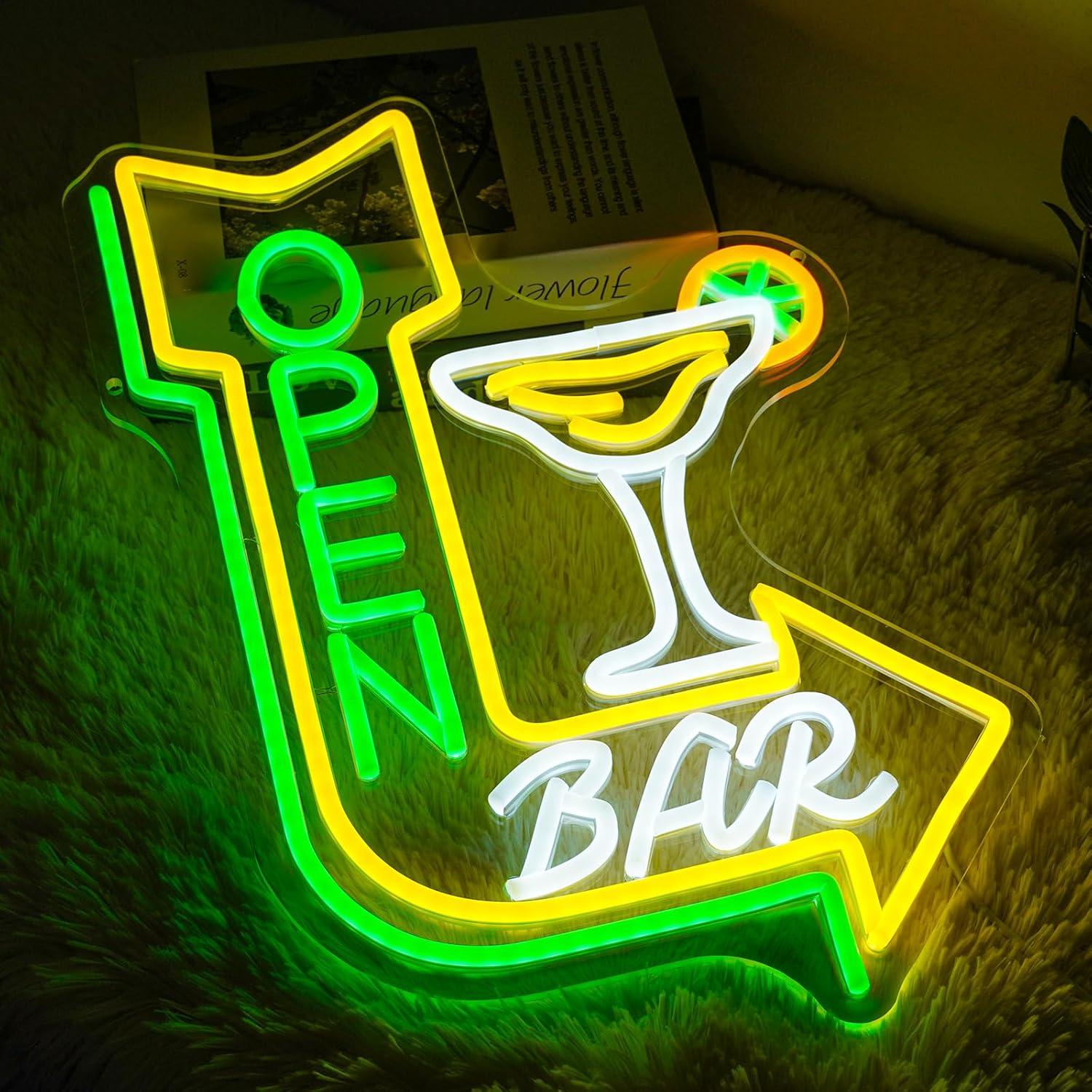 Cartel de Neón LED Abierto para Bar Runalosa 29.7x42 cm