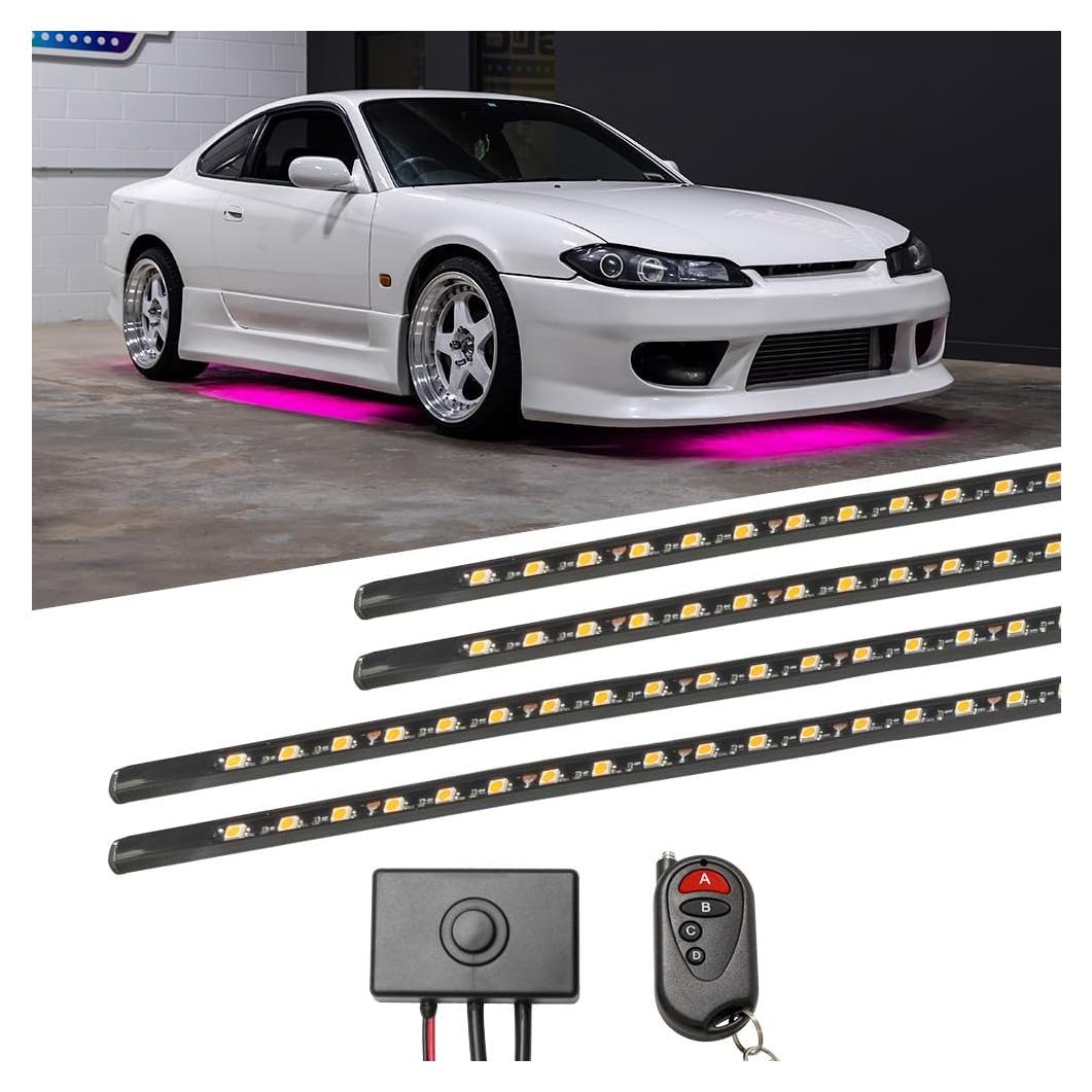 Kit de Iluminación LED Glow 4pc Rosa Slimline para Coche - 234 LEDs