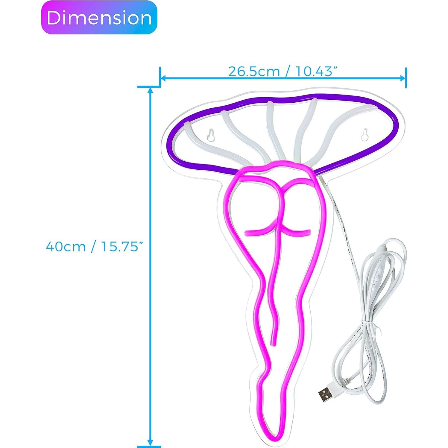 Luz de Noche LED Neón Hongo Dama Artlast 40x26.5cm USB