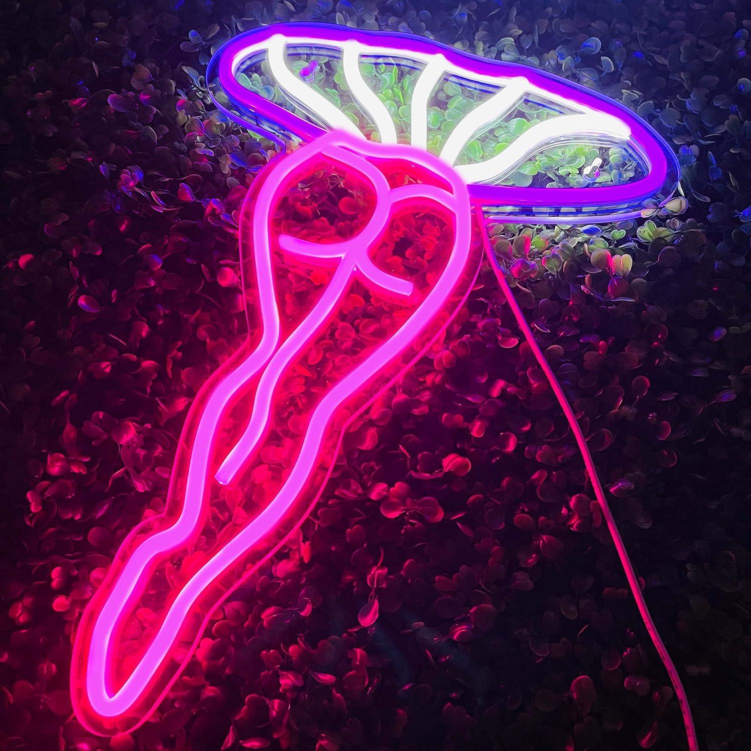 Luz de Noche LED Neón Hongo Dama Artlast 40x26.5cm USB