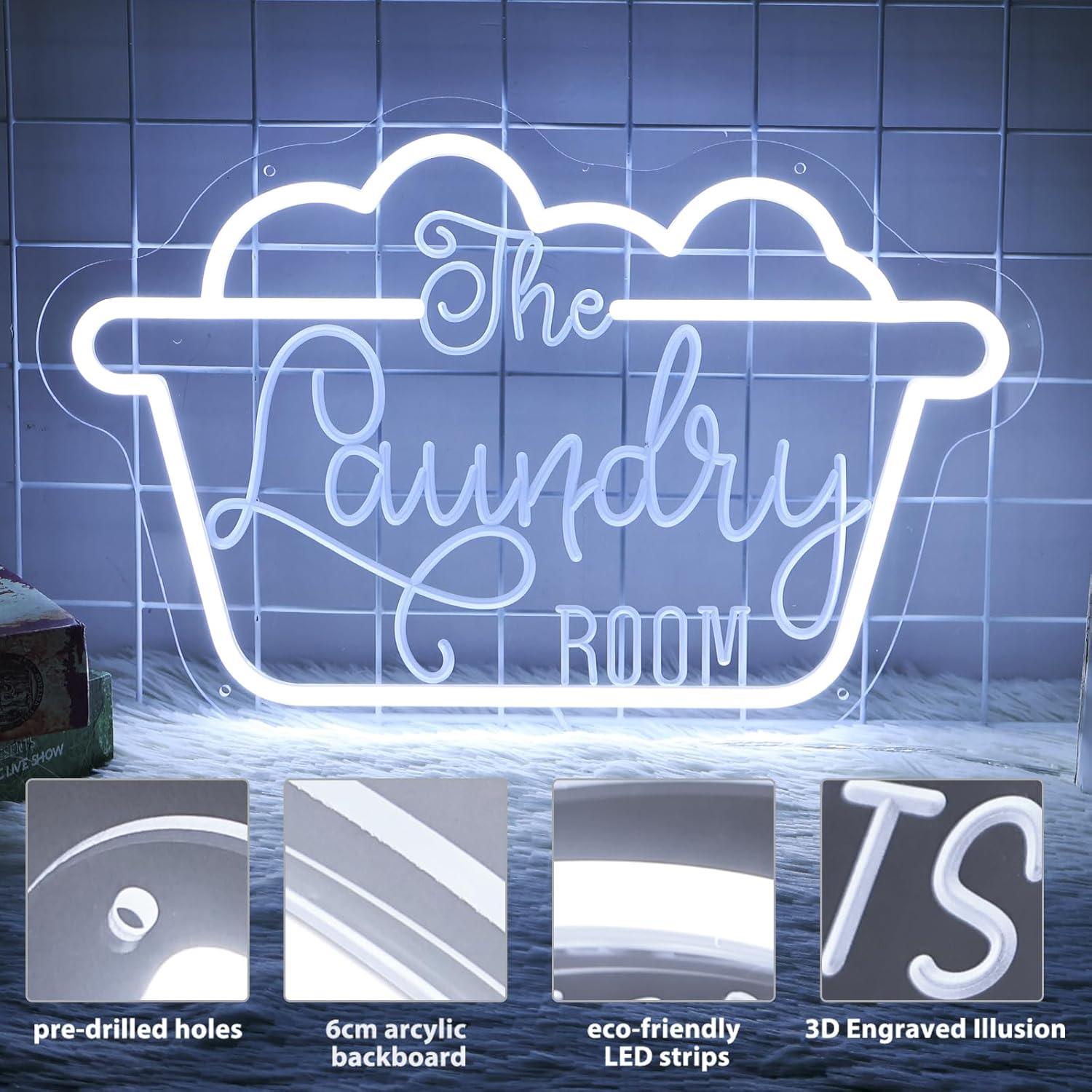 Letrero de Neón LED Lavandería MinIeoh 40.64x26.16cm USB