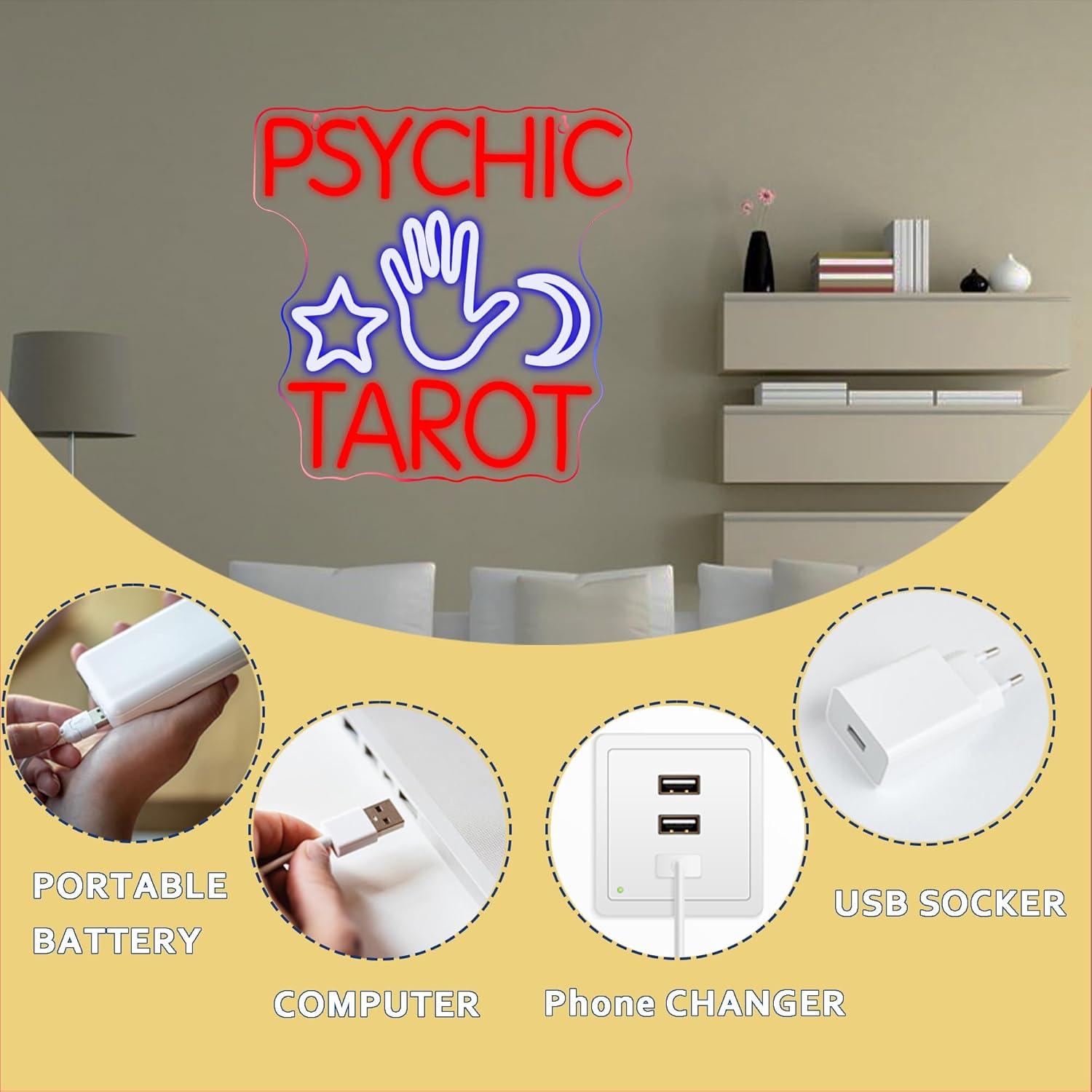 Cartel de Neón Tarot Psíquico Symone 33x32.5 cm USB Regulable