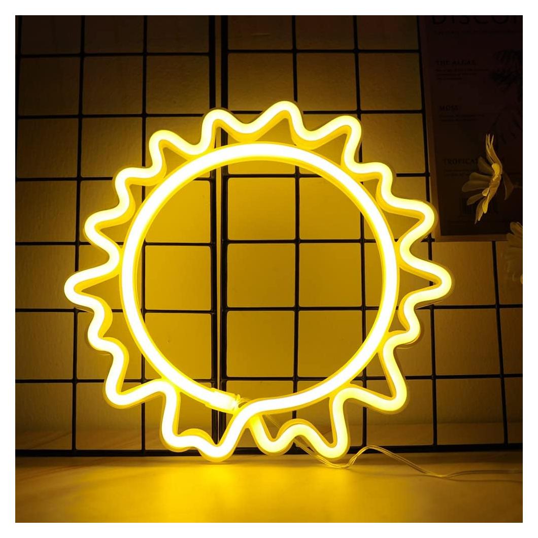 Cartel de Neón Girasol ENUOLI Luz Cálida USB y Batería