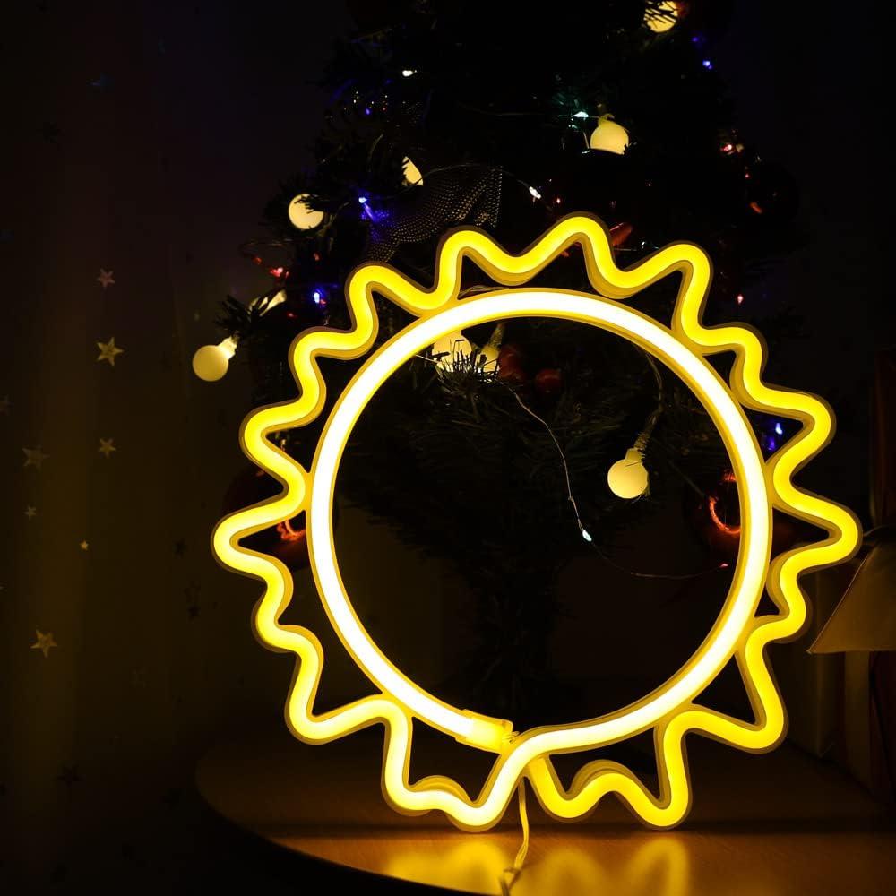 Cartel de Neón Girasol ENUOLI Luz Cálida USB y Batería