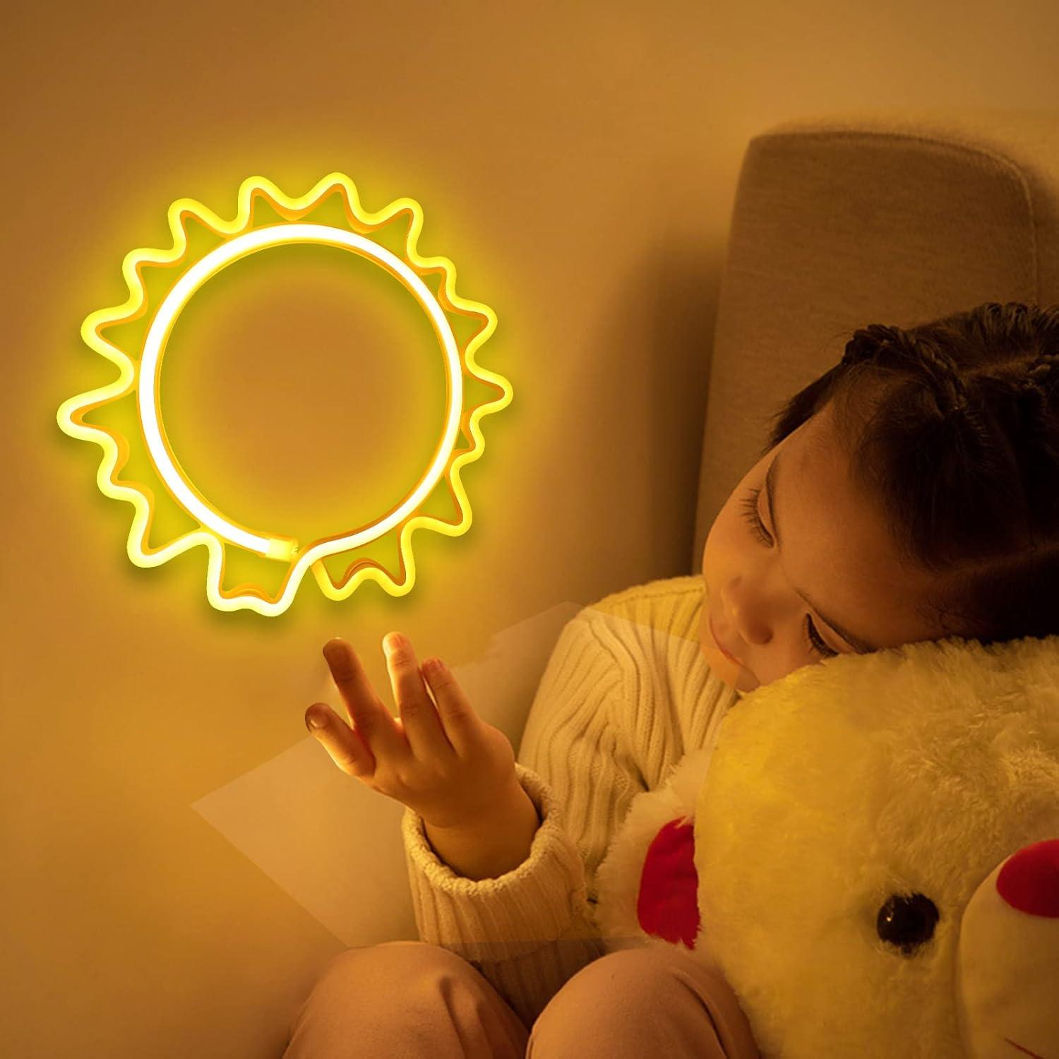 Cartel de Neón Girasol ENUOLI Luz Cálida USB y Batería