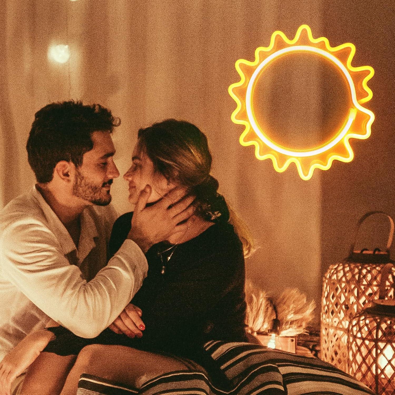 Cartel de Neón Girasol ENUOLI Luz Cálida USB y Batería