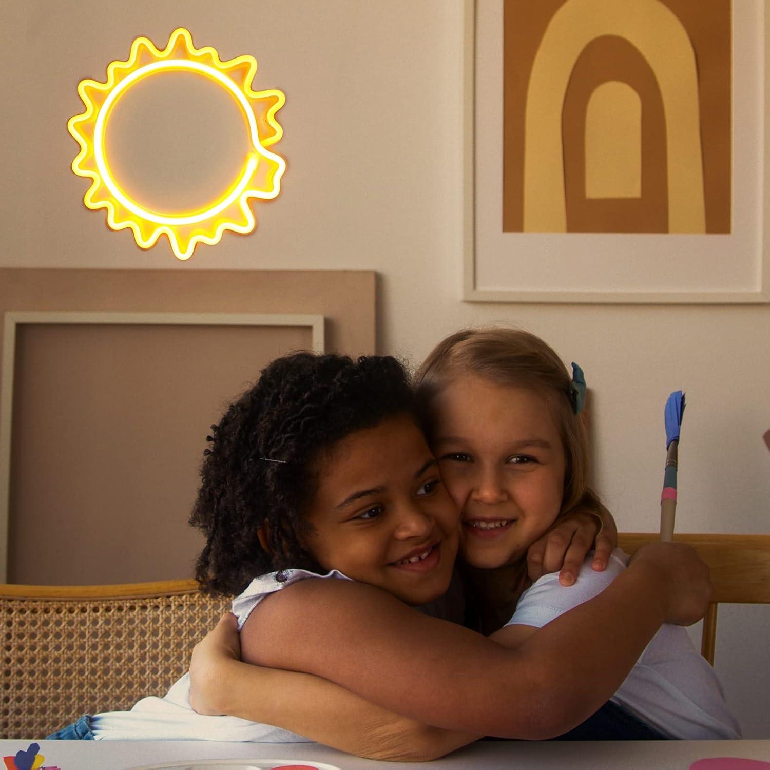 Cartel de Neón Girasol ENUOLI Luz Cálida USB y Batería