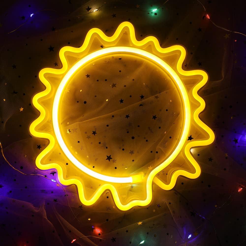 Cartel de Neón Girasol ENUOLI Luz Cálida USB y Batería