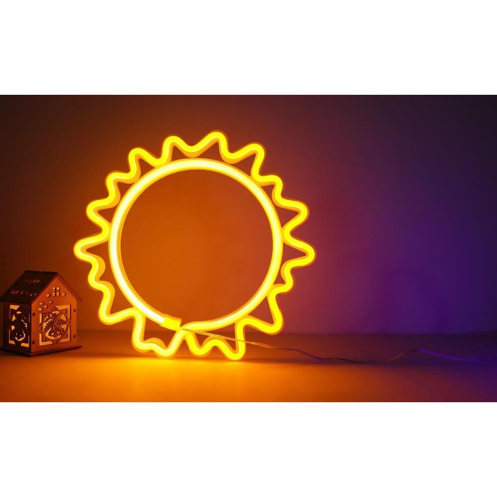 Cartel de Neón Girasol ENUOLI Luz Cálida USB y Batería