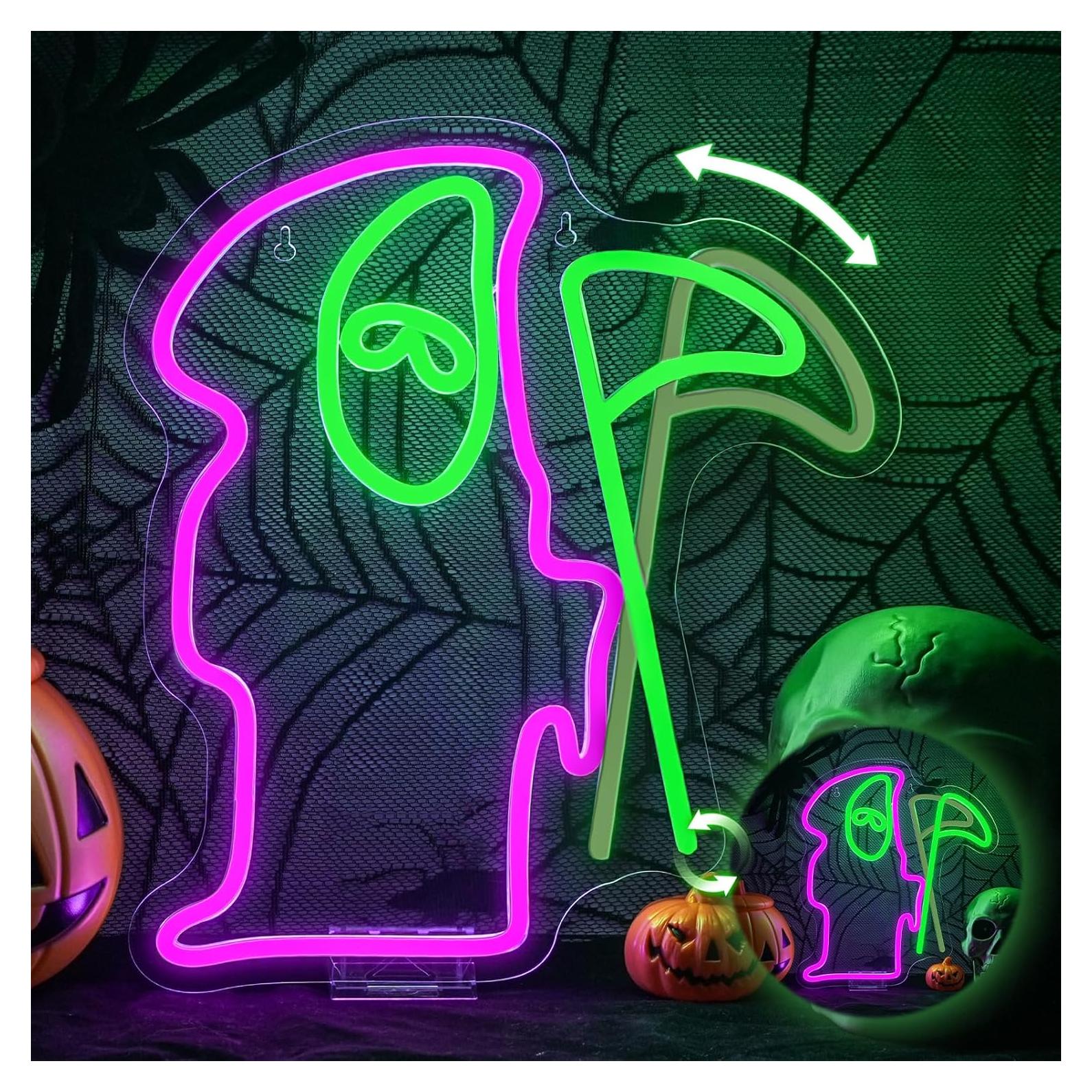 Letrero de Neón Grim Reaper Horseneon 42.9x29.2cm USB Pared