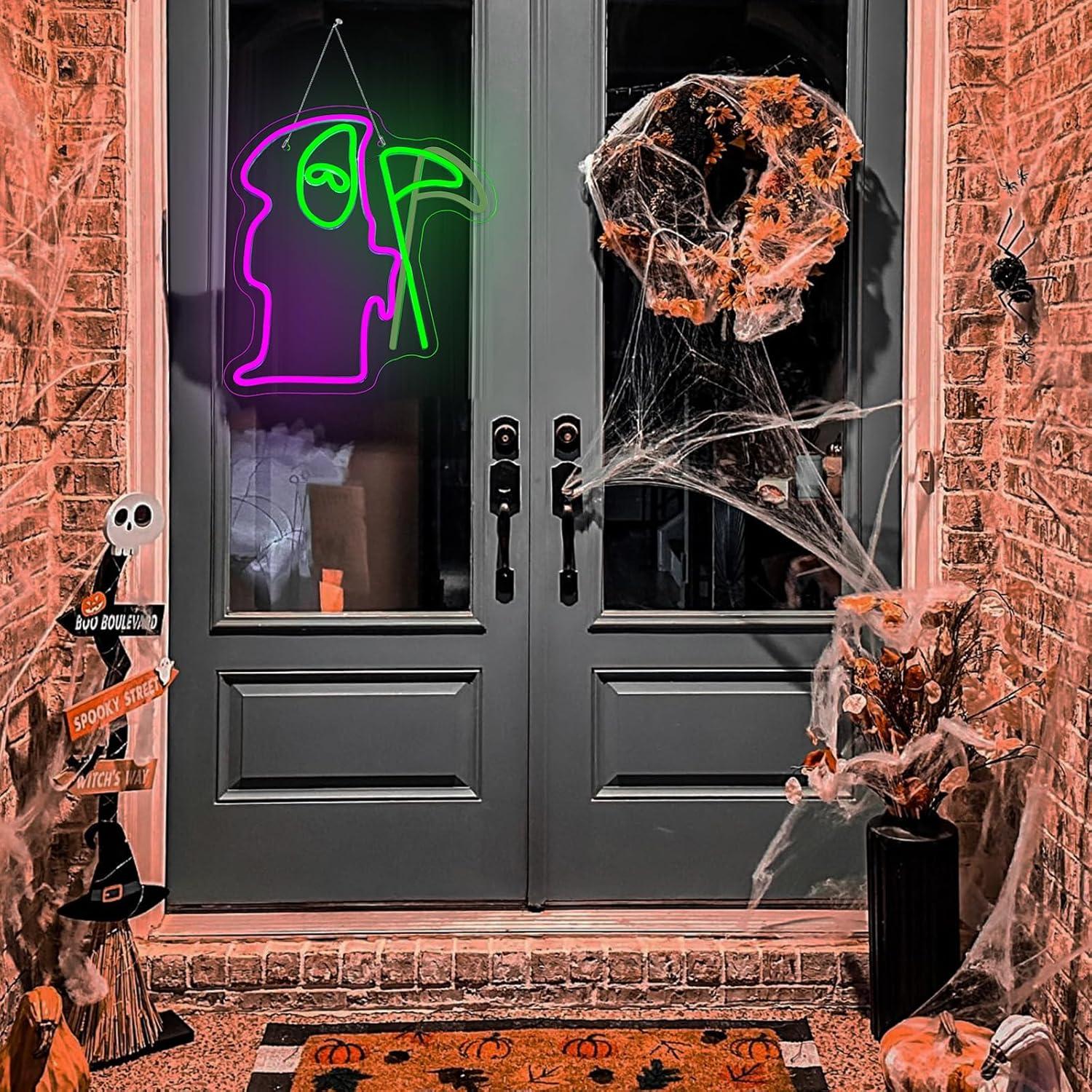 Letrero de Neón Grim Reaper Horseneon 42.9x29.2cm USB Pared