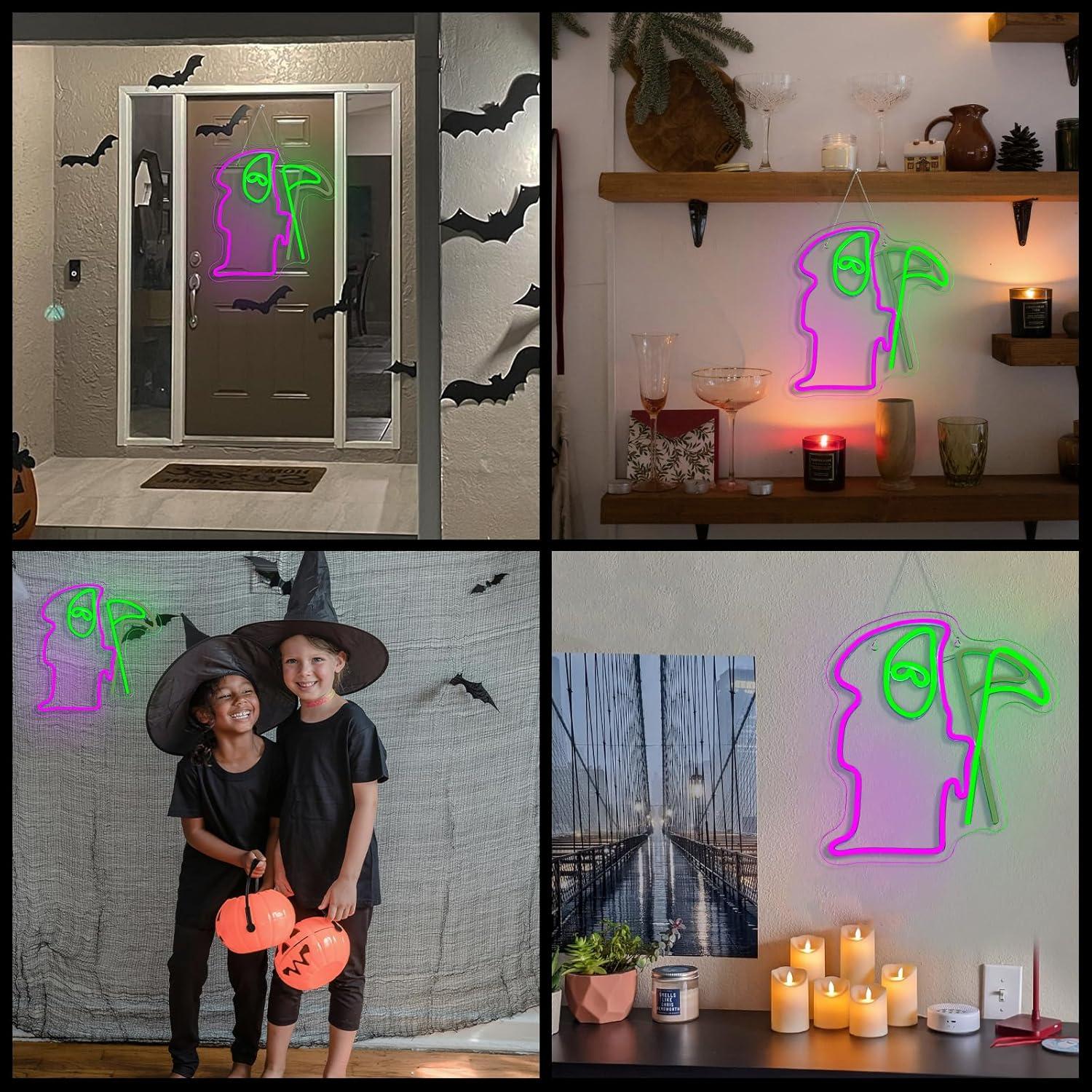 Letrero de Neón Grim Reaper Horseneon 42.9x29.2cm USB Pared