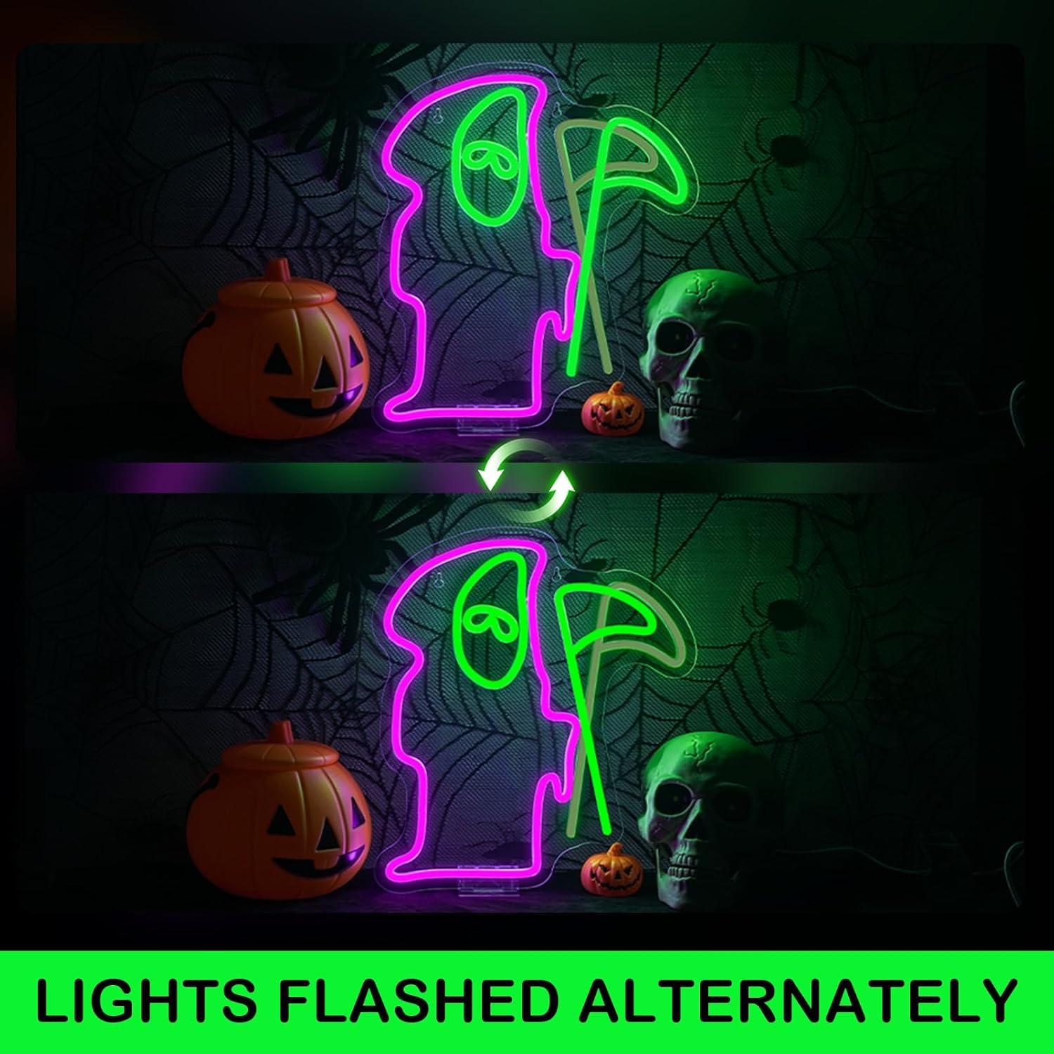 Letrero de Neón Grim Reaper Horseneon 42.9x29.2cm USB Pared