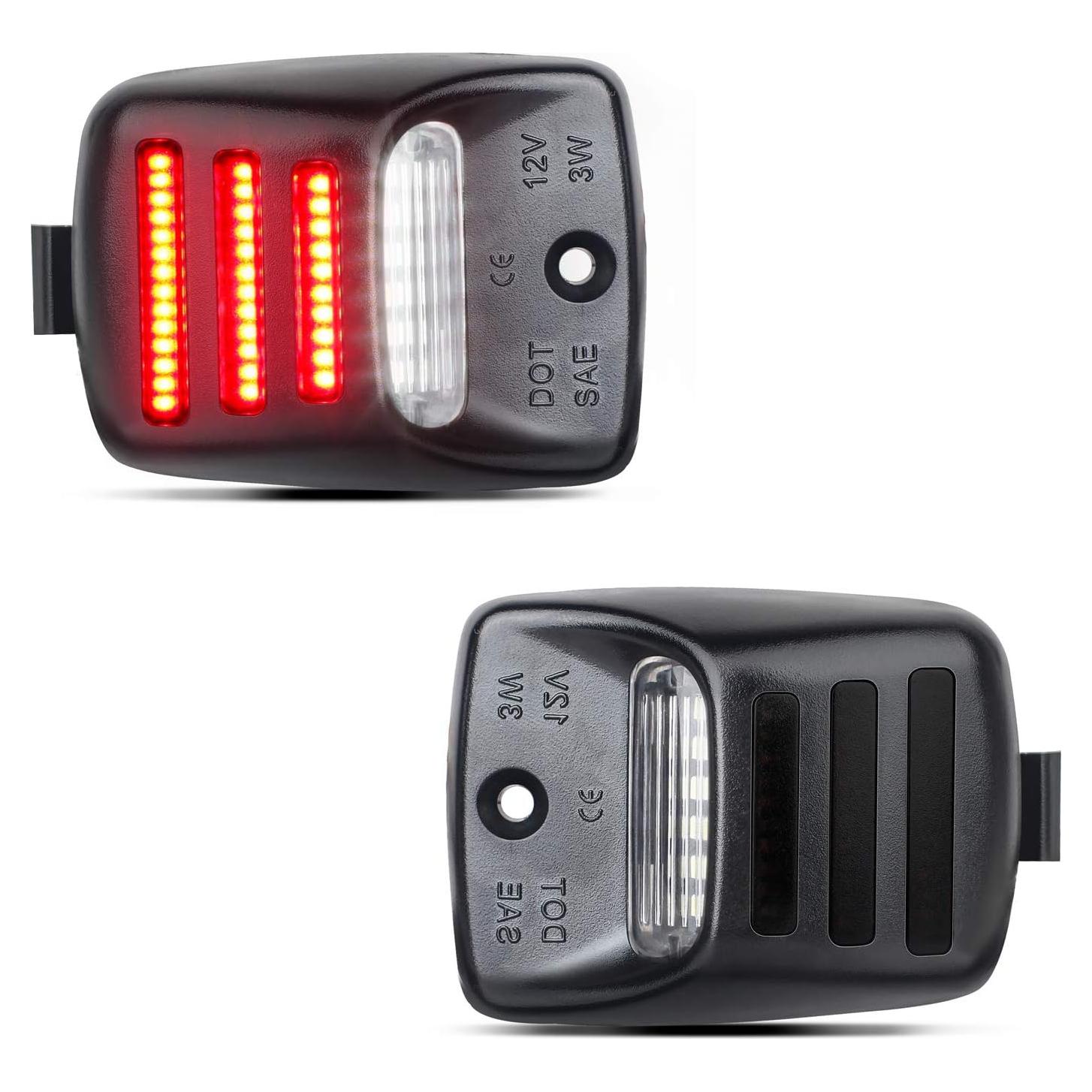 Luz de Placa de Licencia LED HERCOO Blanca con Neón Rojo - 2 Piezas