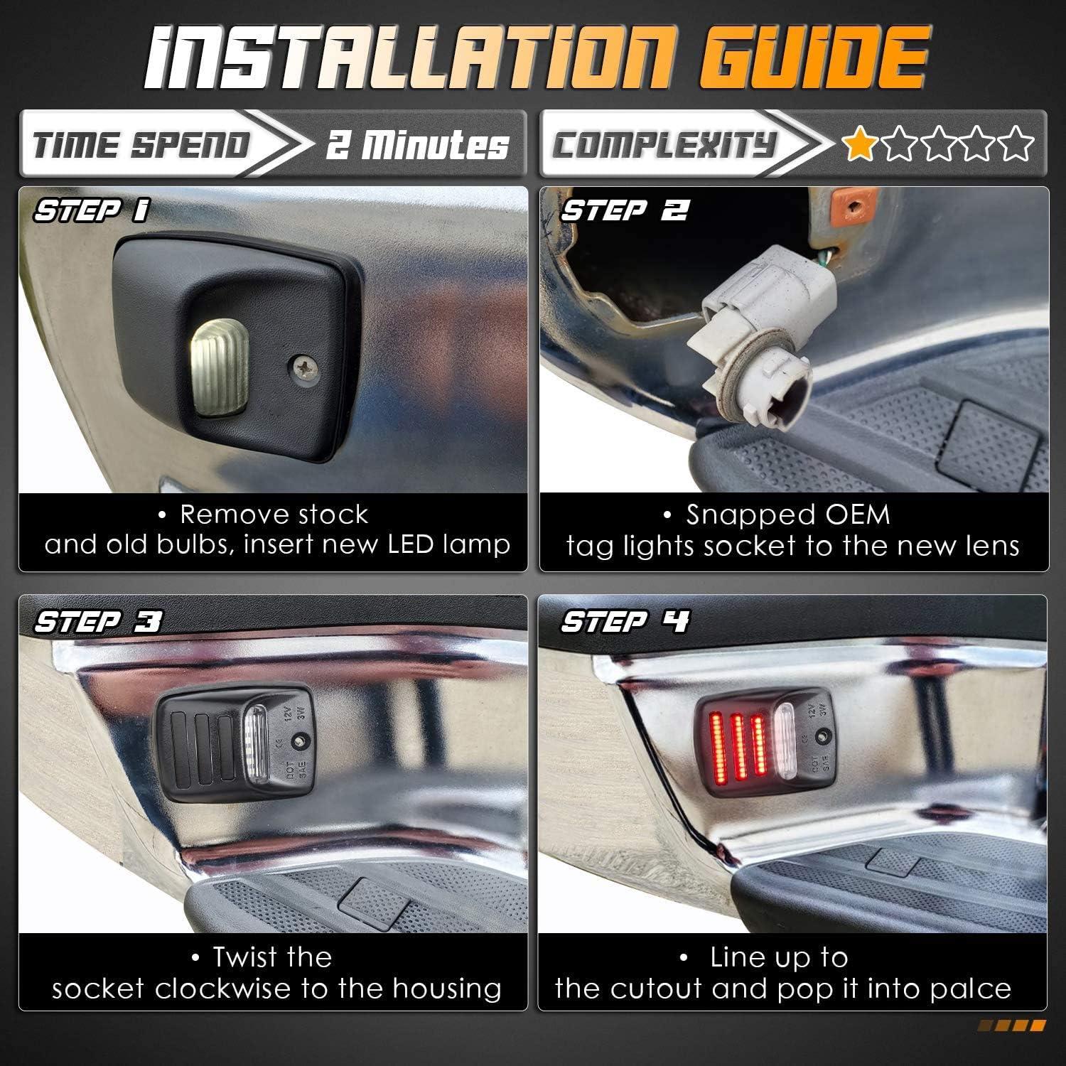 Luz de Placa de Licencia LED HERCOO Blanca con Neón Rojo - 2 Piezas