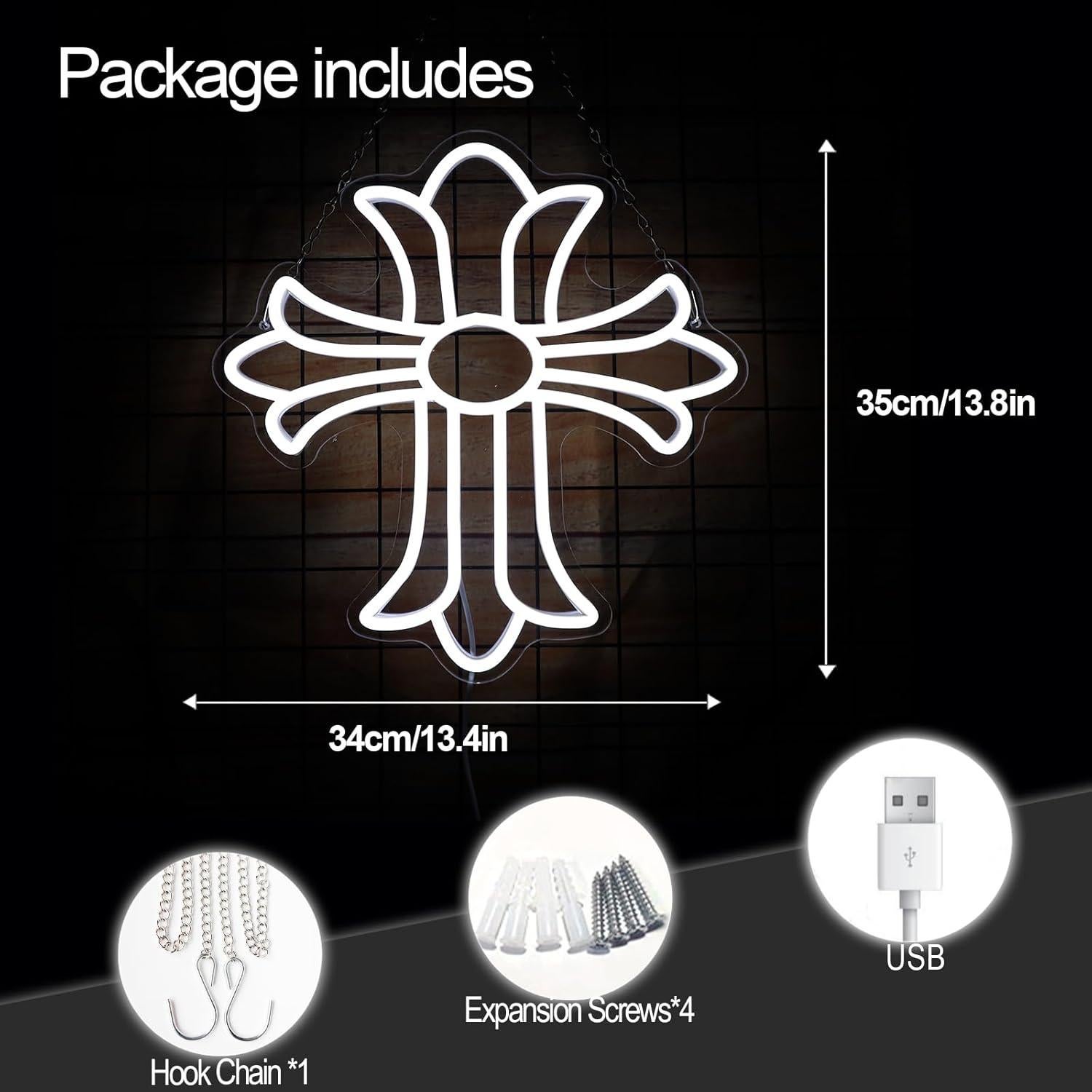 Cartel Neón LED Cruz Jesalah 34x35 cm Luz Decorativa