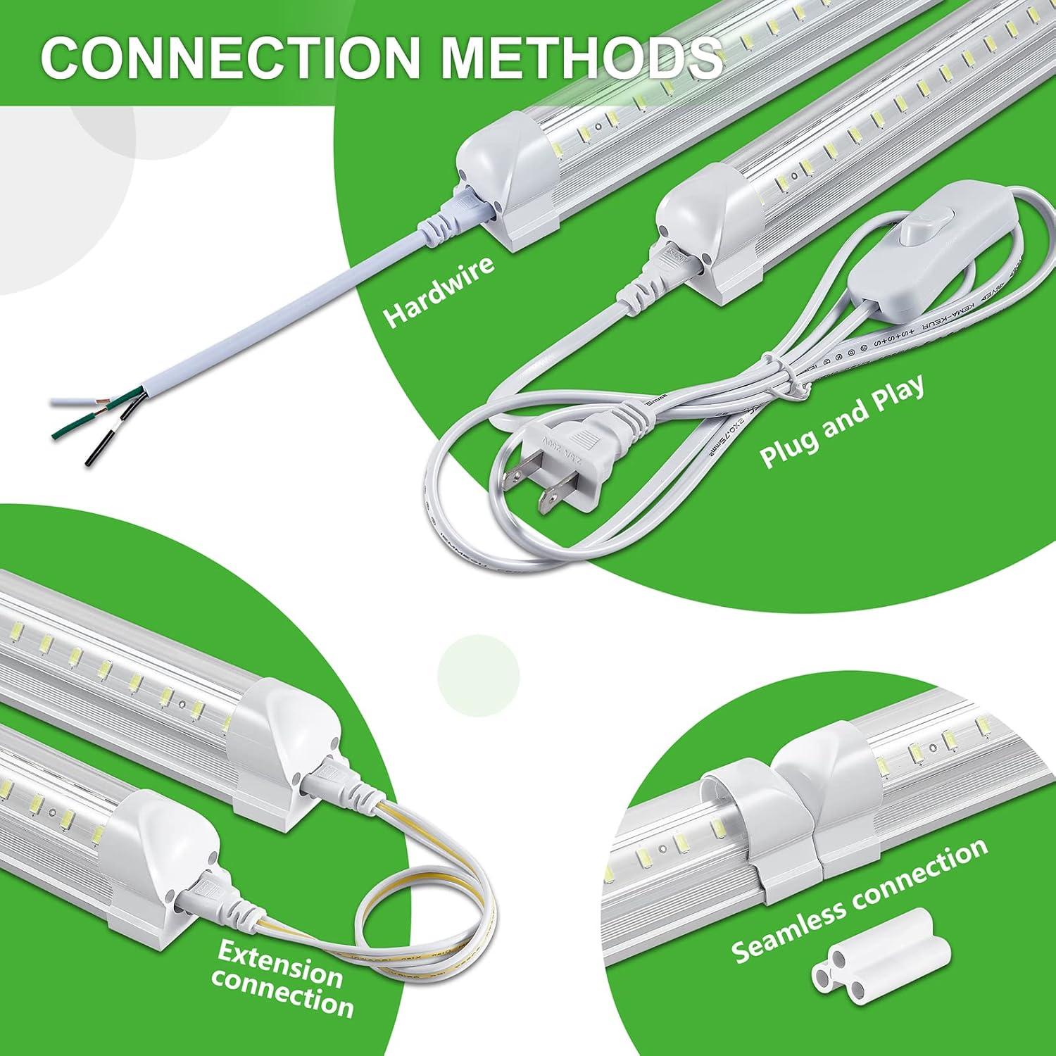 8 Pack Luz LED T8 4FT Skymoatled 50W 7500LM 6000K