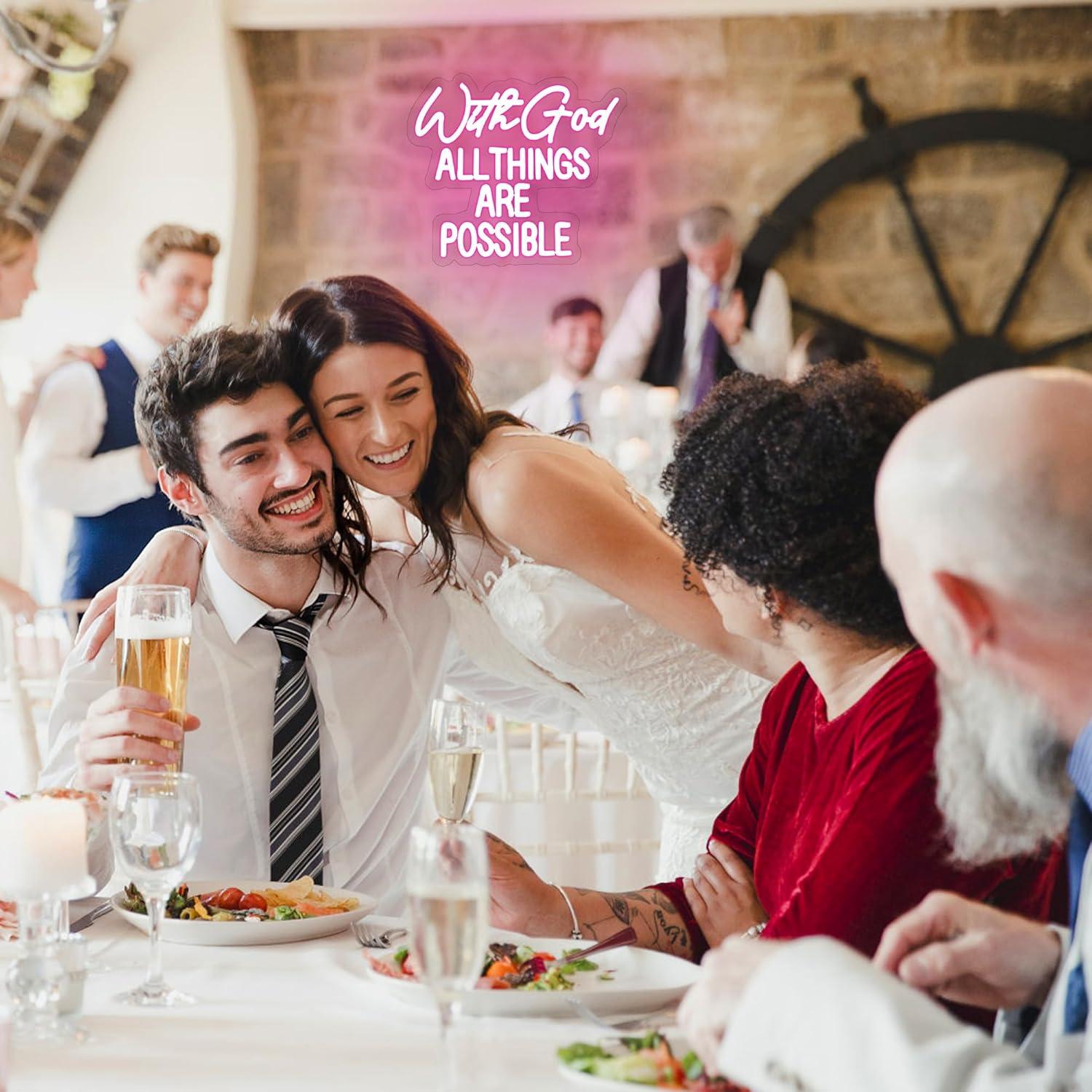 Letrero de Neón Rosa Con Dios 35x31 cm Regulable LED