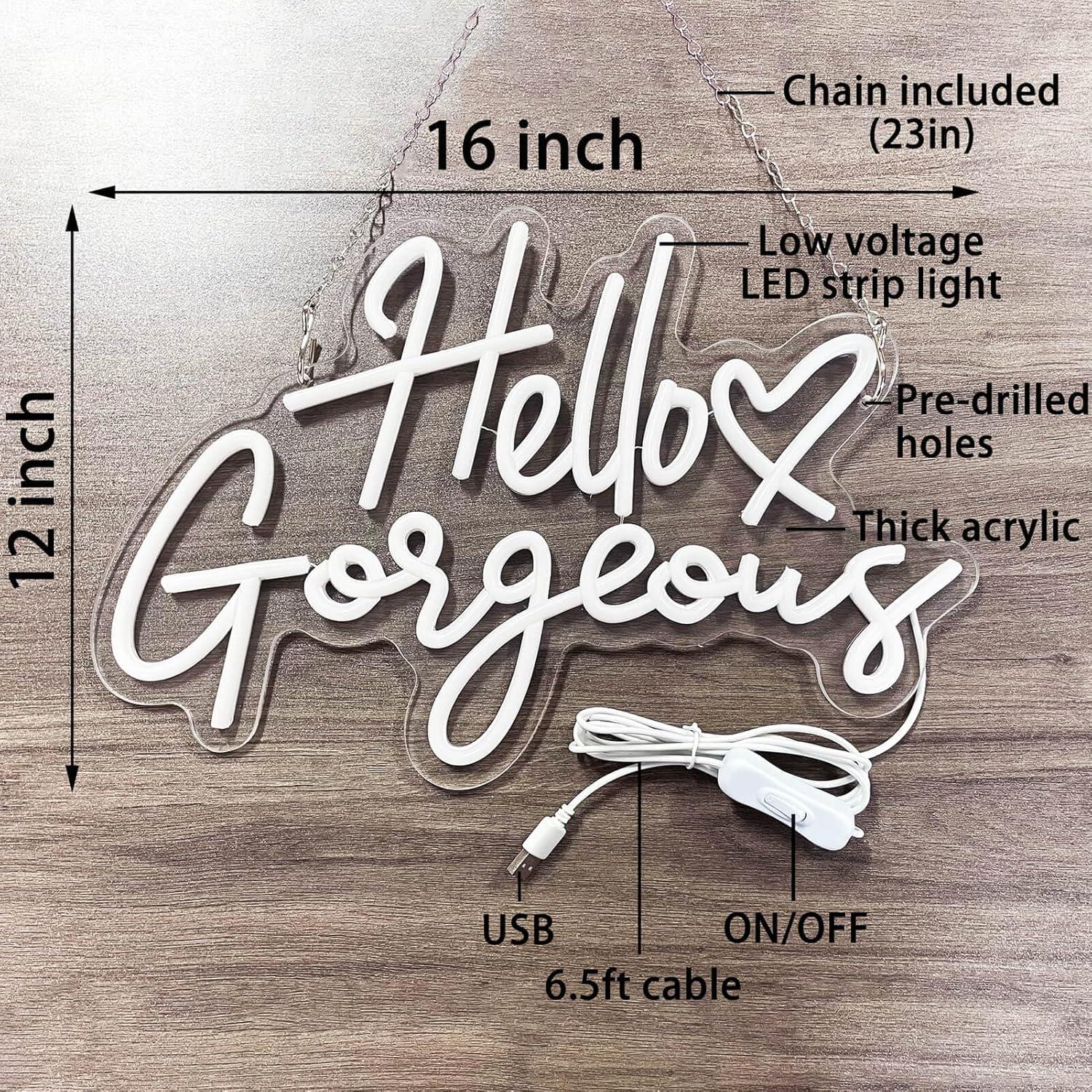 Lámpara LED de Neón Rosa Hola Preciosa KUUNEON 40.64cm