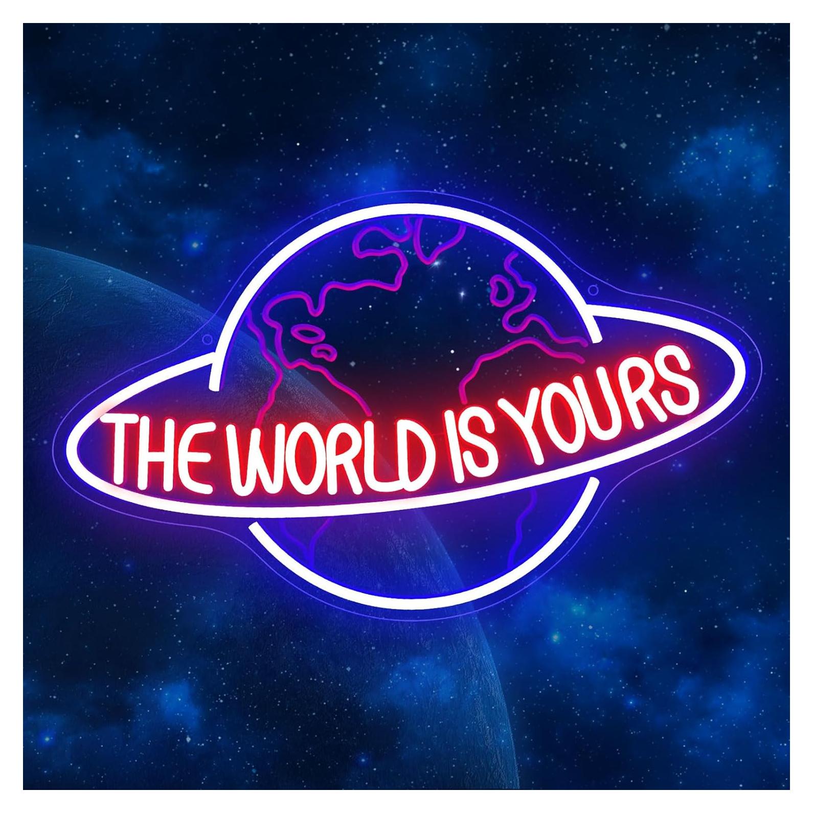 Luz Neón LED El Mundo Es Tuyo Fyle 43x27 cm Dimmable