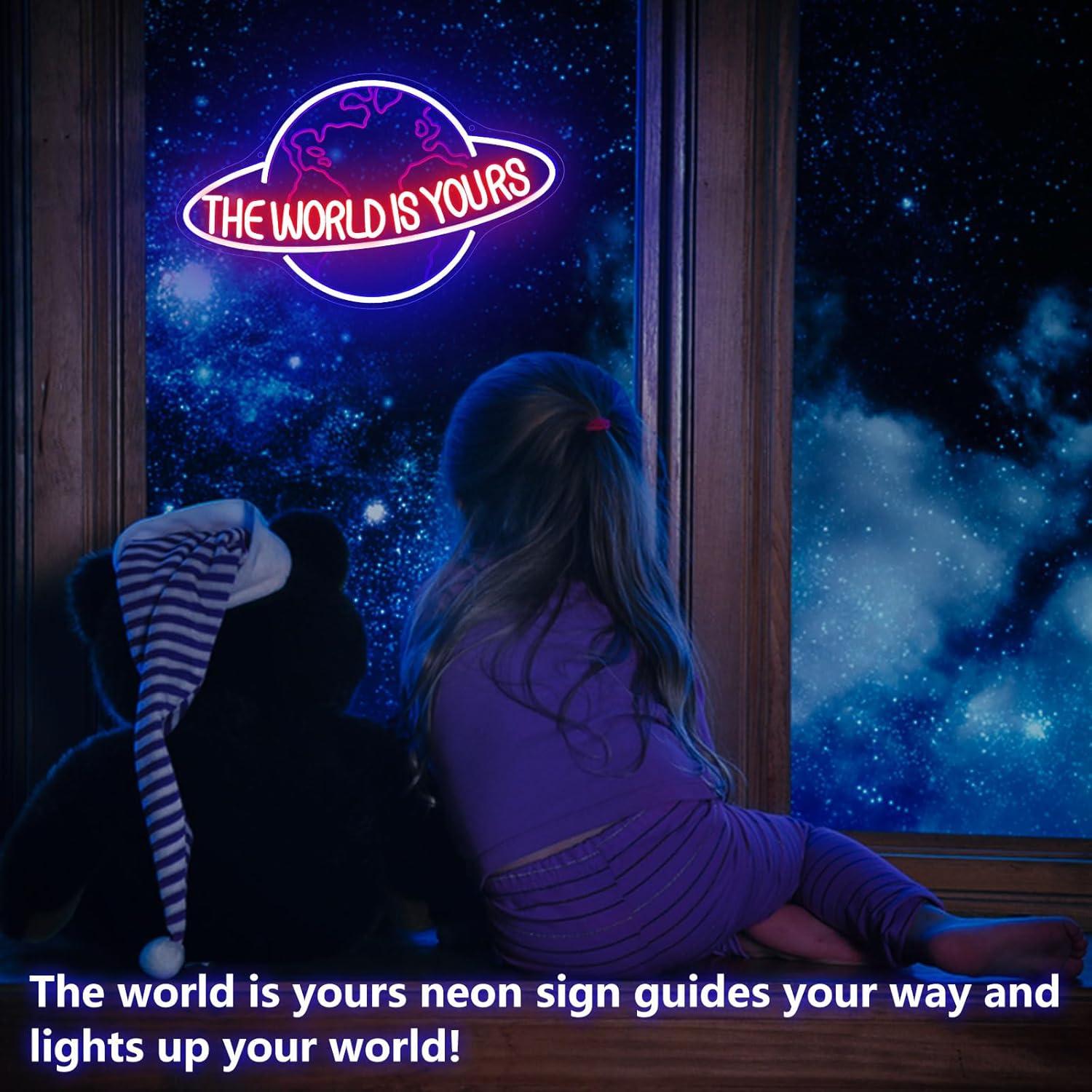 Luz Neón LED El Mundo Es Tuyo Fyle 43x27 cm Dimmable