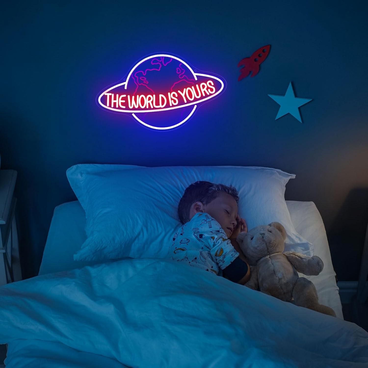 Luz Neón LED El Mundo Es Tuyo Fyle 43x27 cm Dimmable