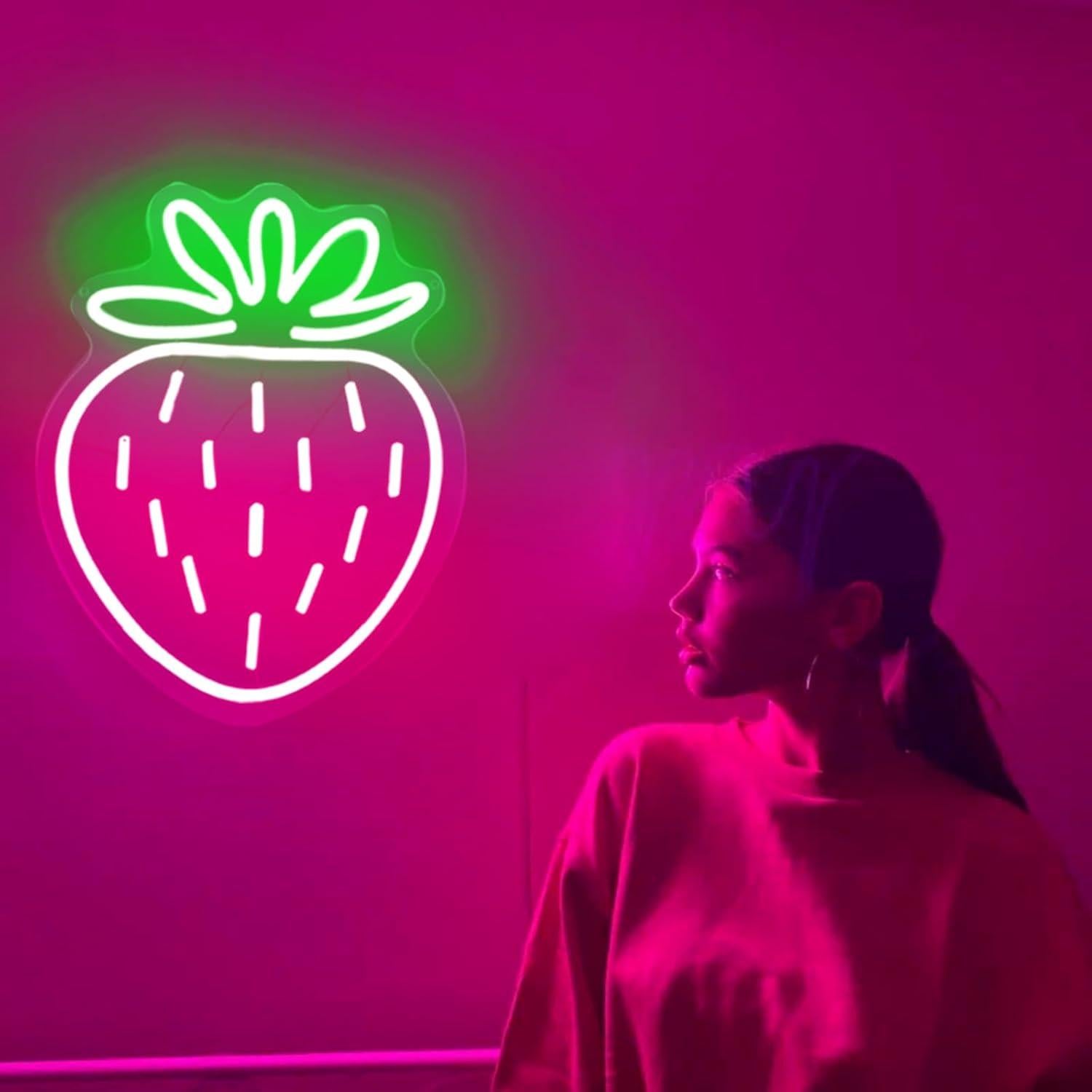 Luz de Neón Fresa DUOLIYBC 35.1x30.5 cm Decorativa