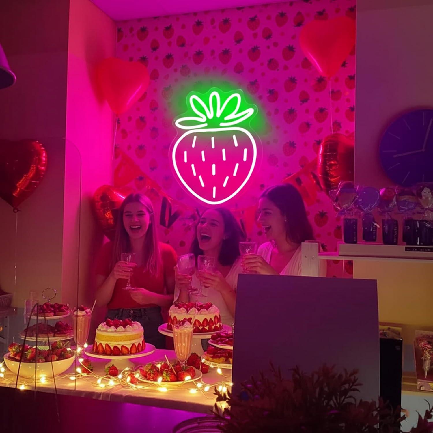 Luz de Neón Fresa DUOLIYBC 35.1x30.5 cm Decorativa