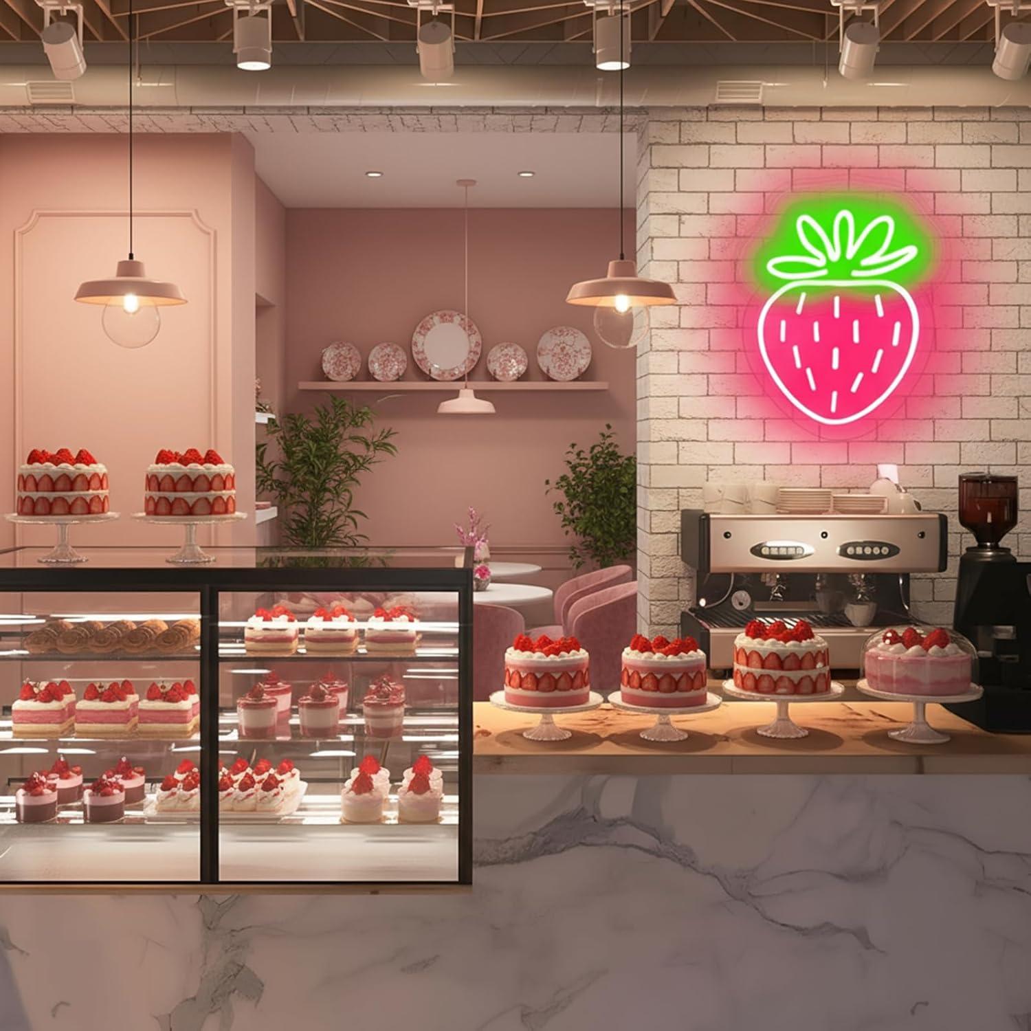 Luz de Neón Fresa DUOLIYBC 35.1x30.5 cm Decorativa