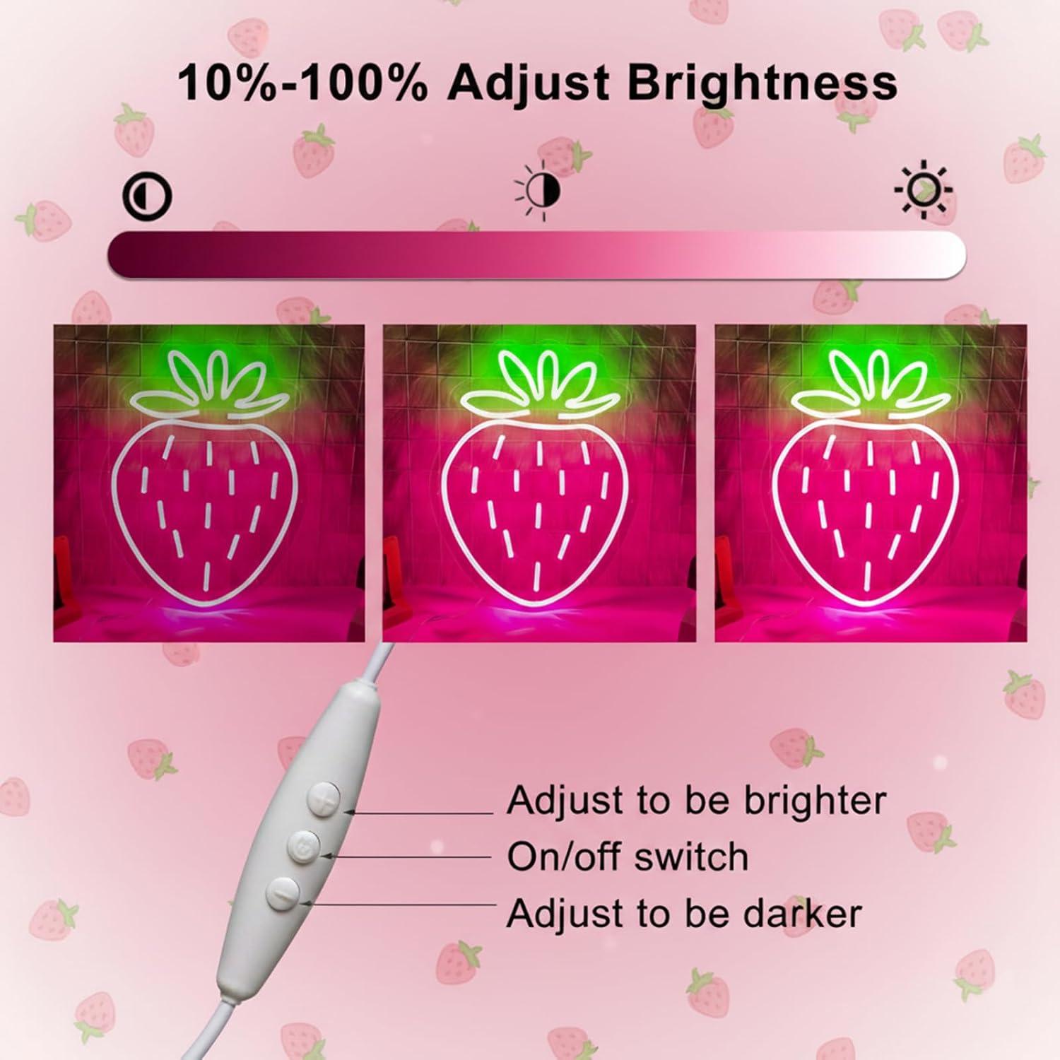 Luz de Neón Fresa DUOLIYBC 35.1x30.5 cm Decorativa