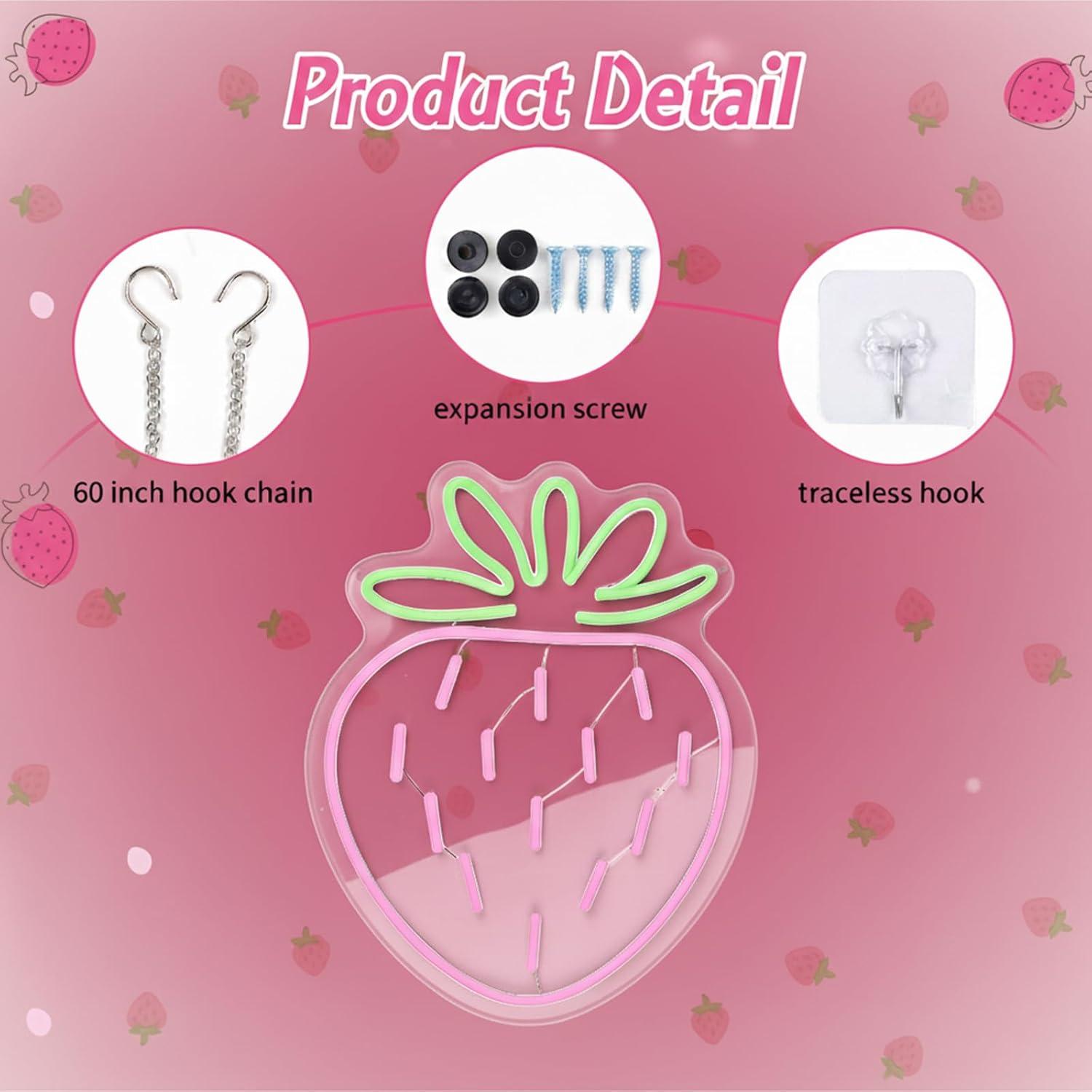 Luz de Neón Fresa DUOLIYBC 35.1x30.5 cm Decorativa