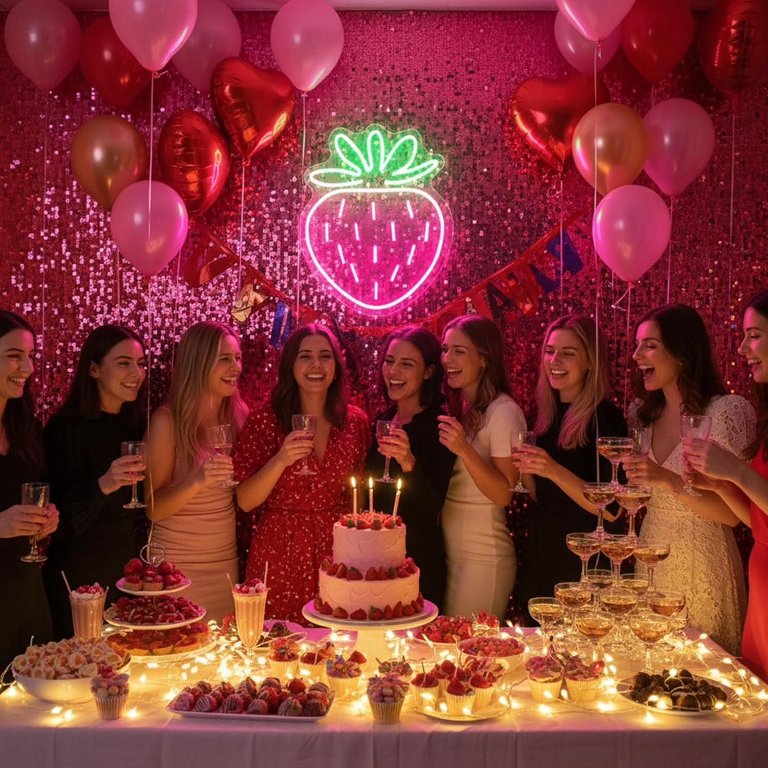 Luz de Neón Fresa DUOLIYBC 35.1x30.5 cm Decorativa