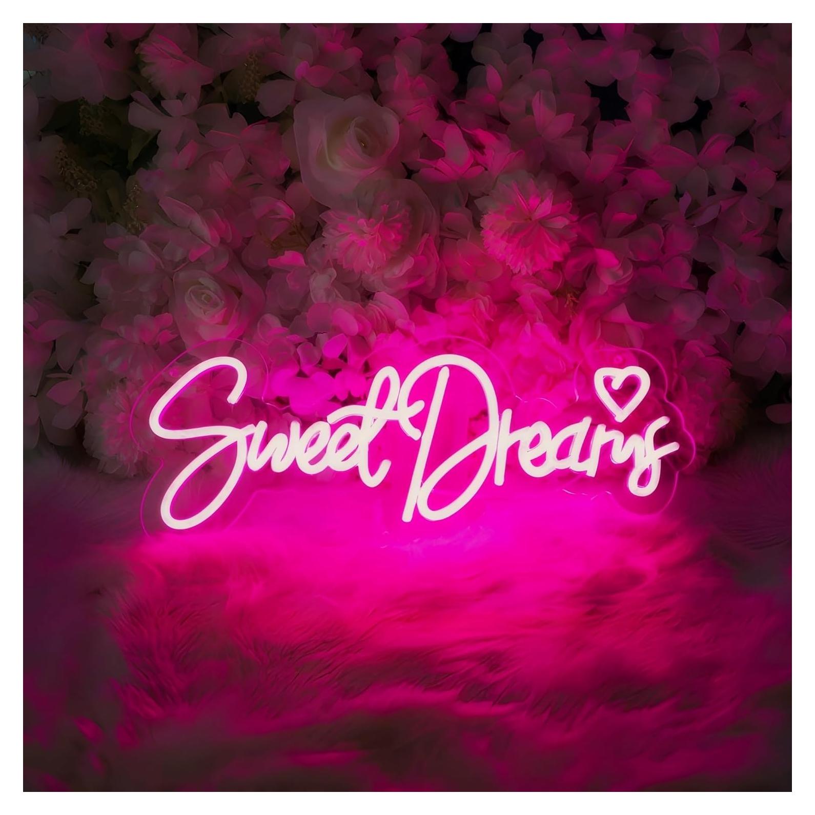 Luz de Neón LED Dulces Sueños Rosa 44.9x16.8 cm USB