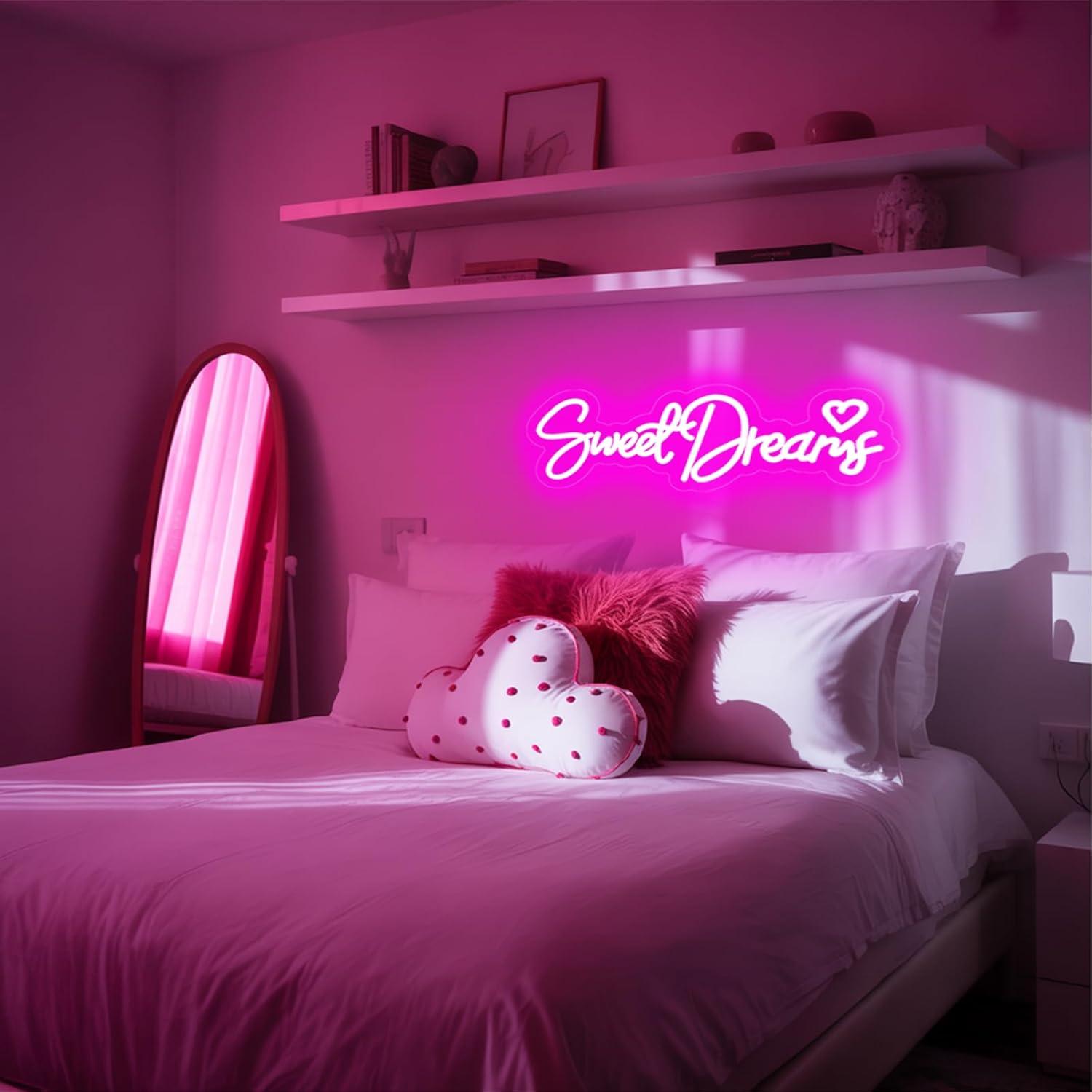 Luz de Neón LED Dulces Sueños Rosa 44.9x16.8 cm USB