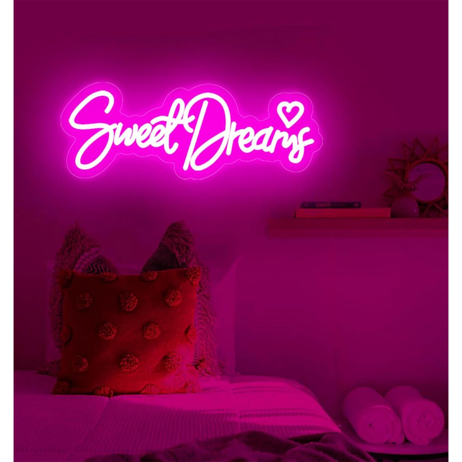 Luz de Neón LED Dulces Sueños Rosa 44.9x16.8 cm USB