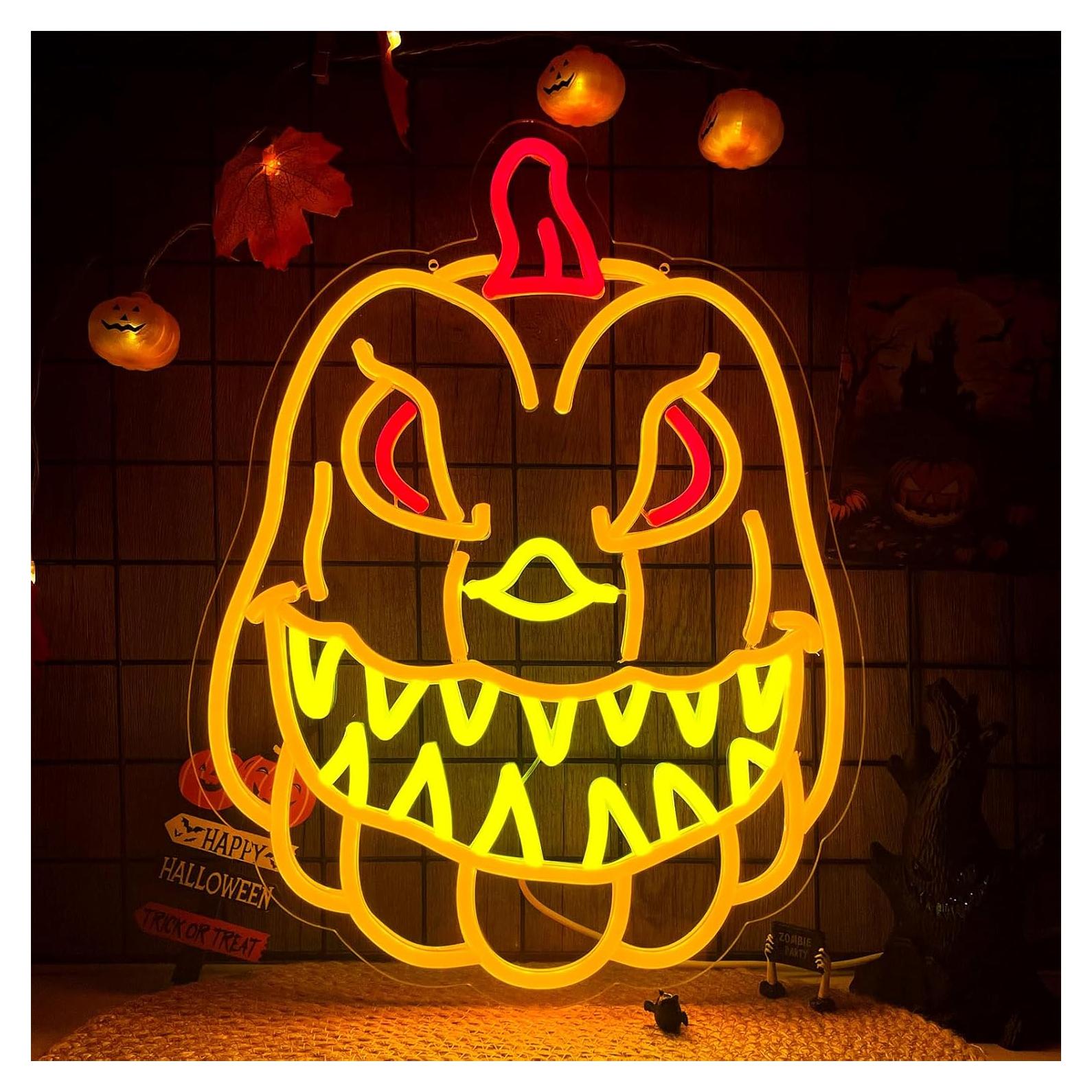 Luz de Neón Calabaza Halloween OJBK 42.7x32.3cm USB Regulable