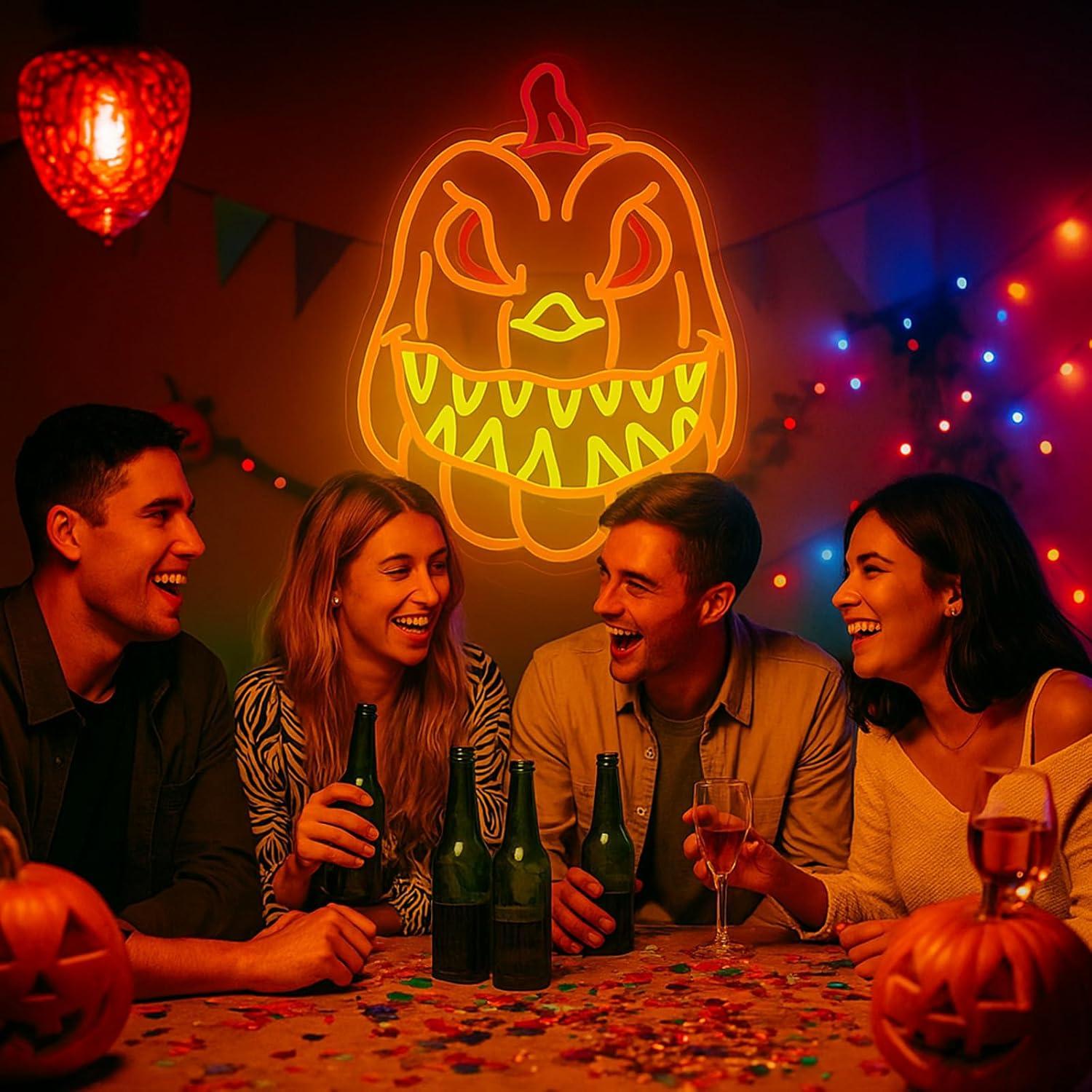 Luz de Neón Calabaza Halloween OJBK 42.7x32.3cm USB Regulable