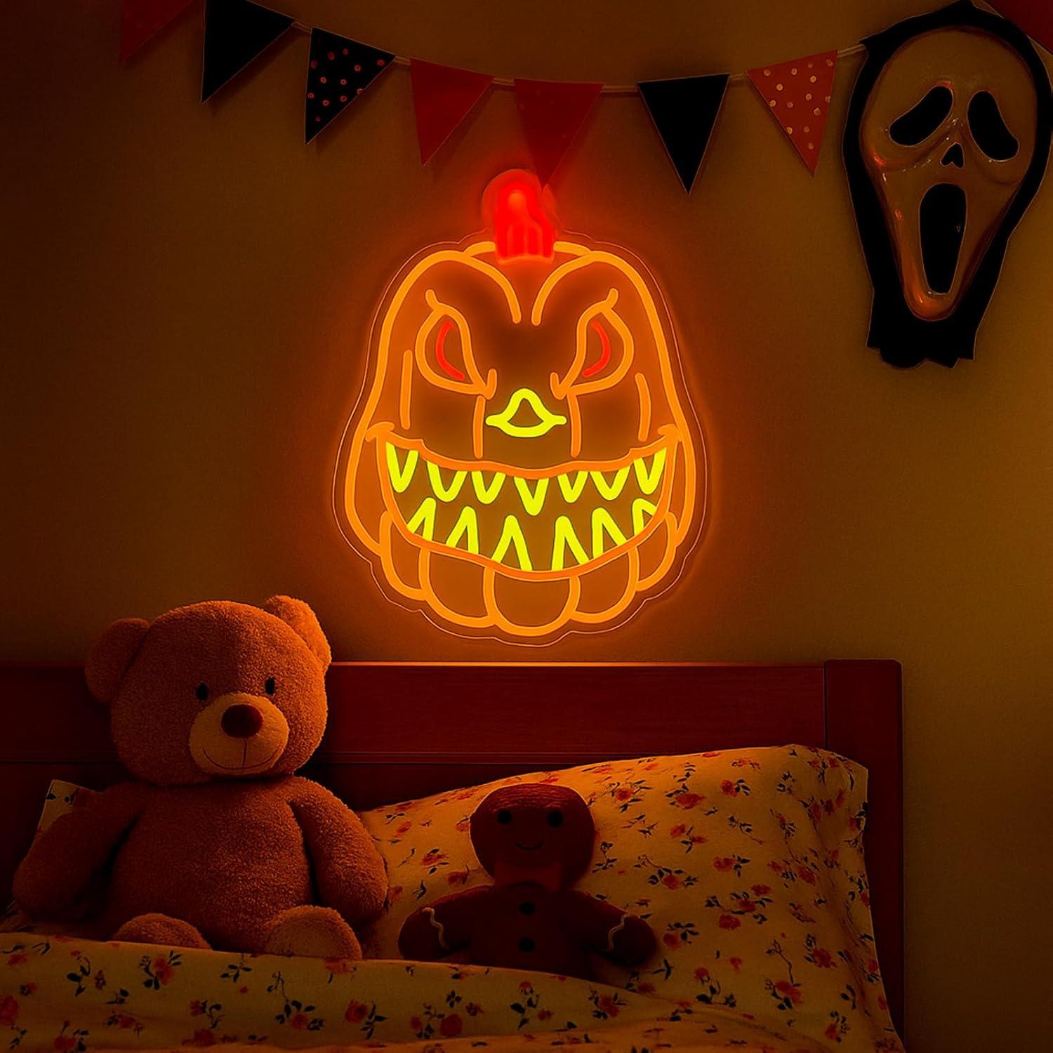 Luz de Neón Calabaza Halloween OJBK 42.7x32.3cm USB Regulable