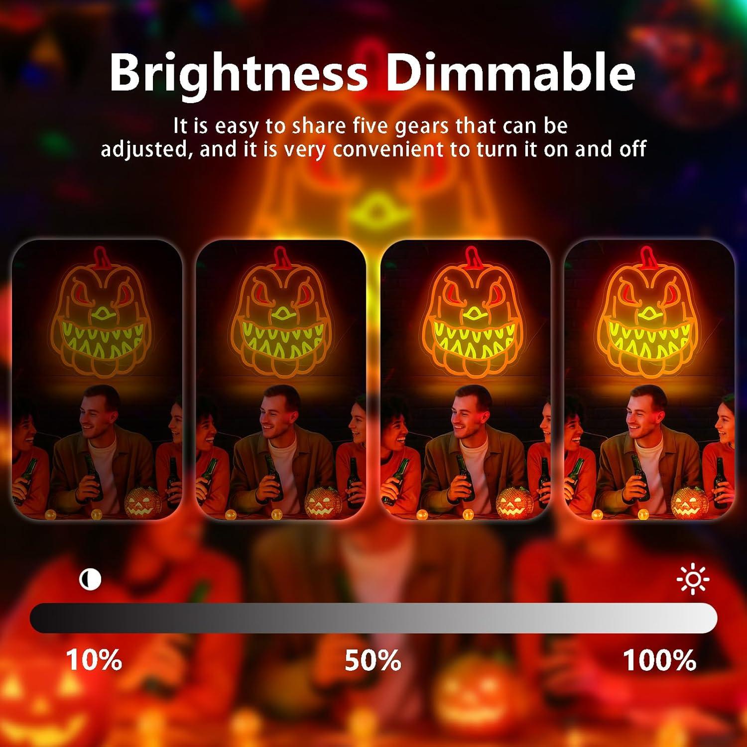 Luz de Neón Calabaza Halloween OJBK 42.7x32.3cm USB Regulable