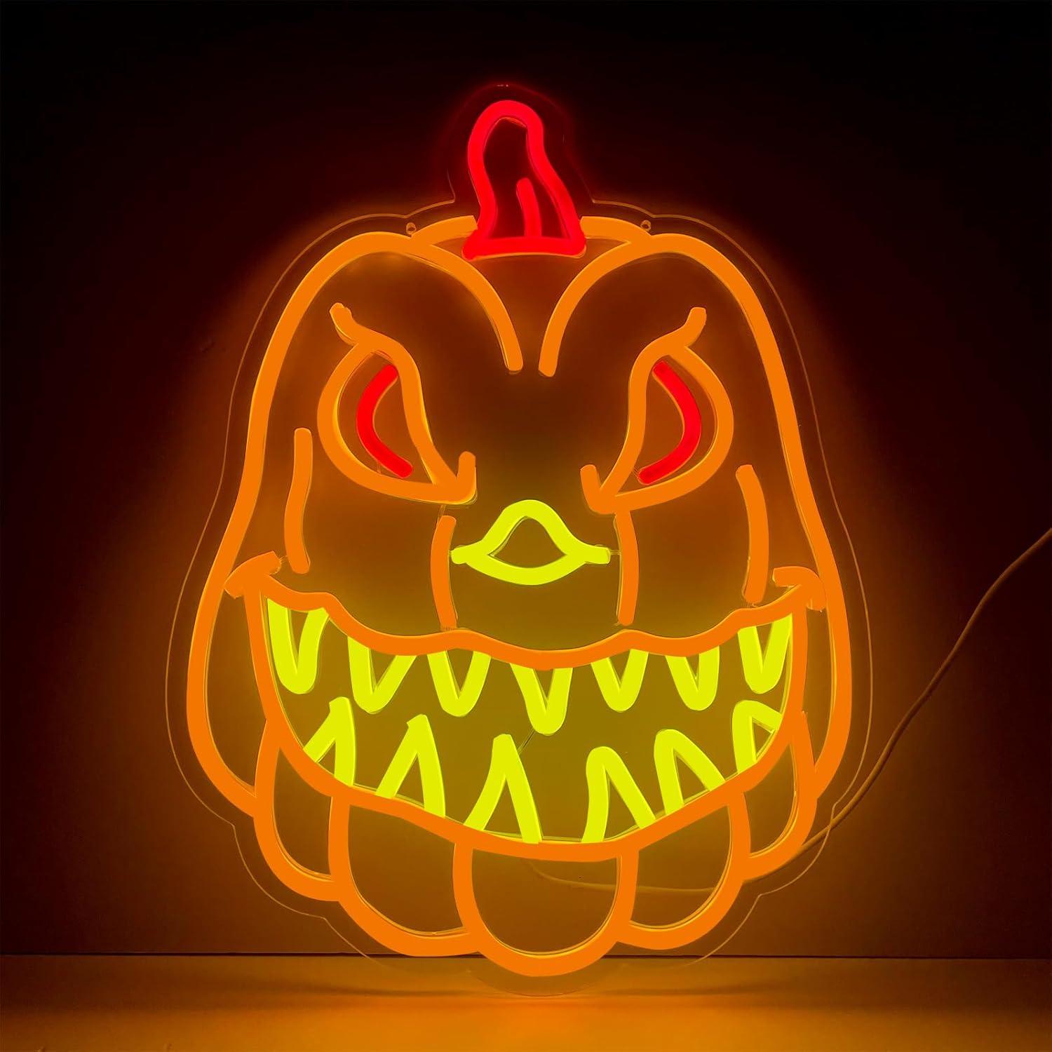 Luz de Neón Calabaza Halloween OJBK 42.7x32.3cm USB Regulable