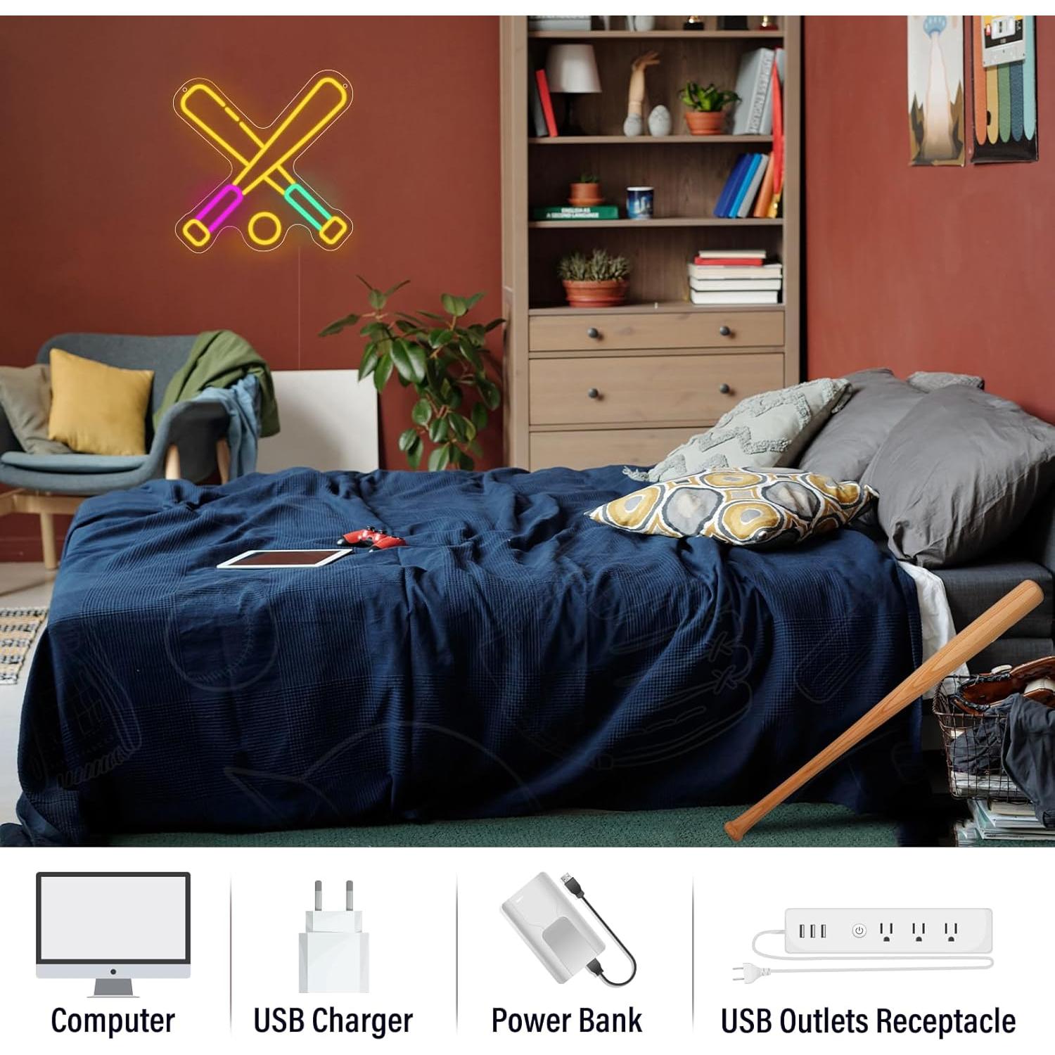 Luz de Neón LED Wootfairy Béisbol 35x35cm Regulable