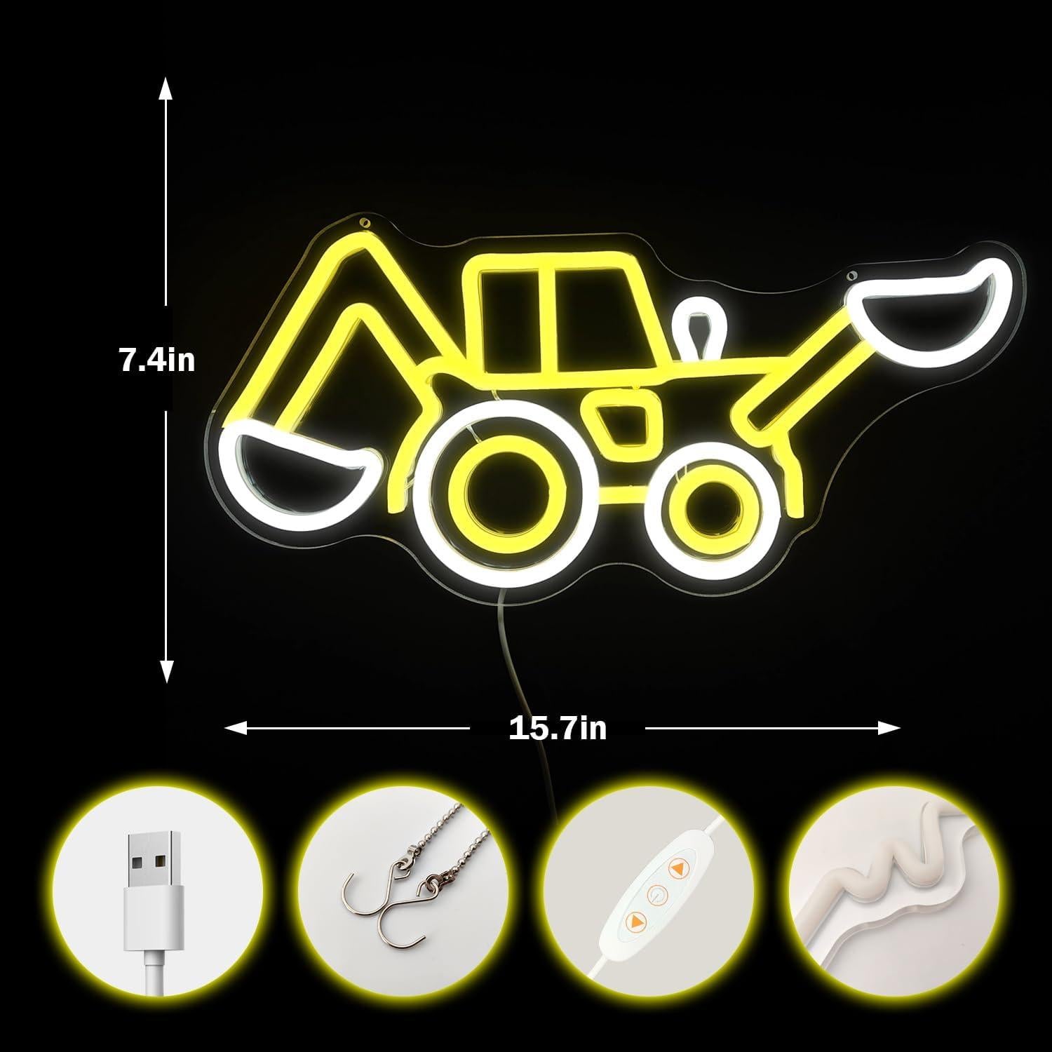 Luz de Neón Excavadora LED Dimmable 30x10 cm para Pared