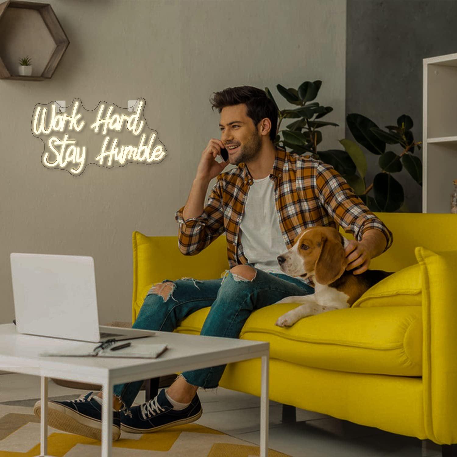 Letrero de Neón LED NOSUN 'Trabaja Duro Mantente Humilde' 41.9x23.9 cm