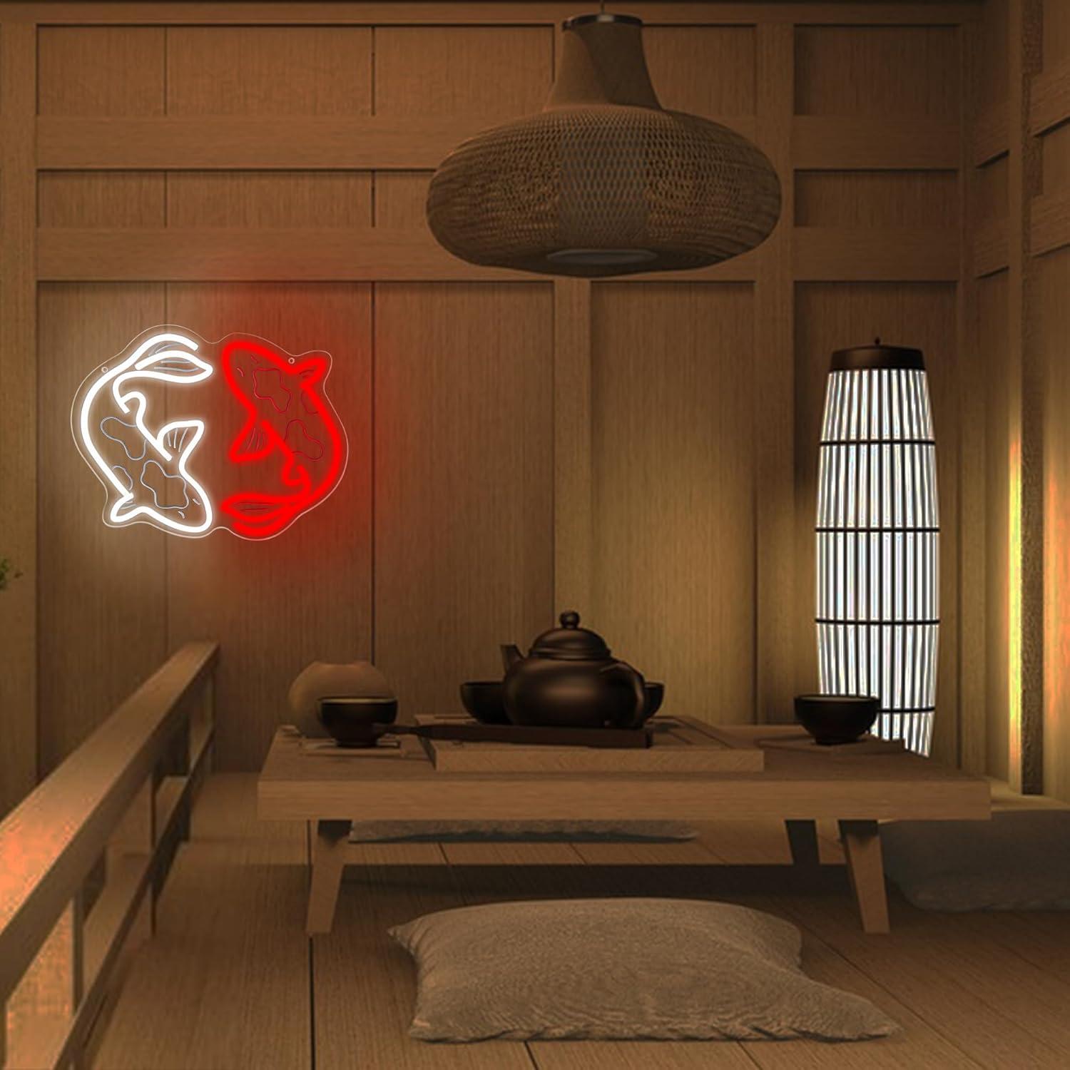 Cartel de Neón Pez Koi Blecode 34x27.7cm Decoración Pared