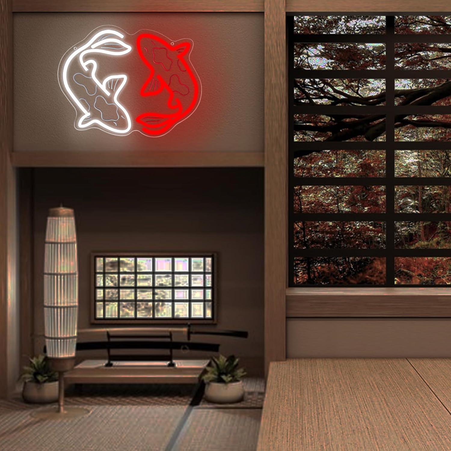 Cartel de Neón Pez Koi Blecode 34x27.7cm Decoración Pared