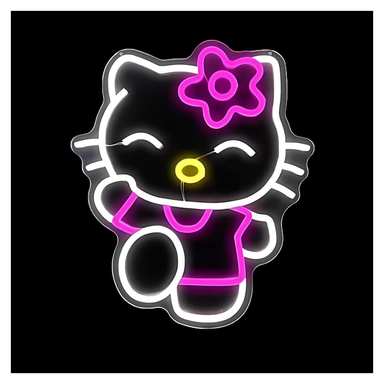 Luz de Pared LED Neón KELBBO Gato Rosa 37x32 cm USB