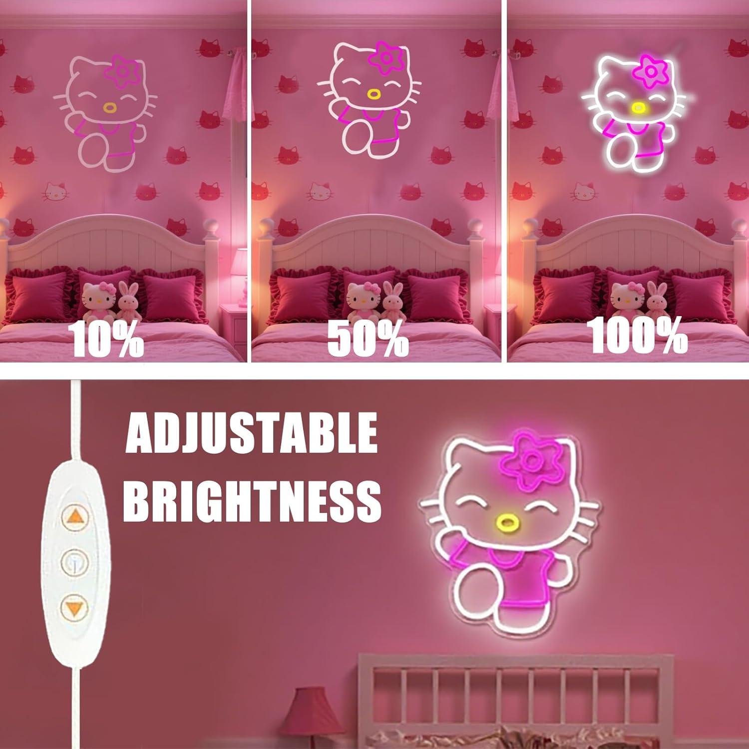Luz de Pared LED Neón KELBBO Gato Rosa 37x32 cm USB