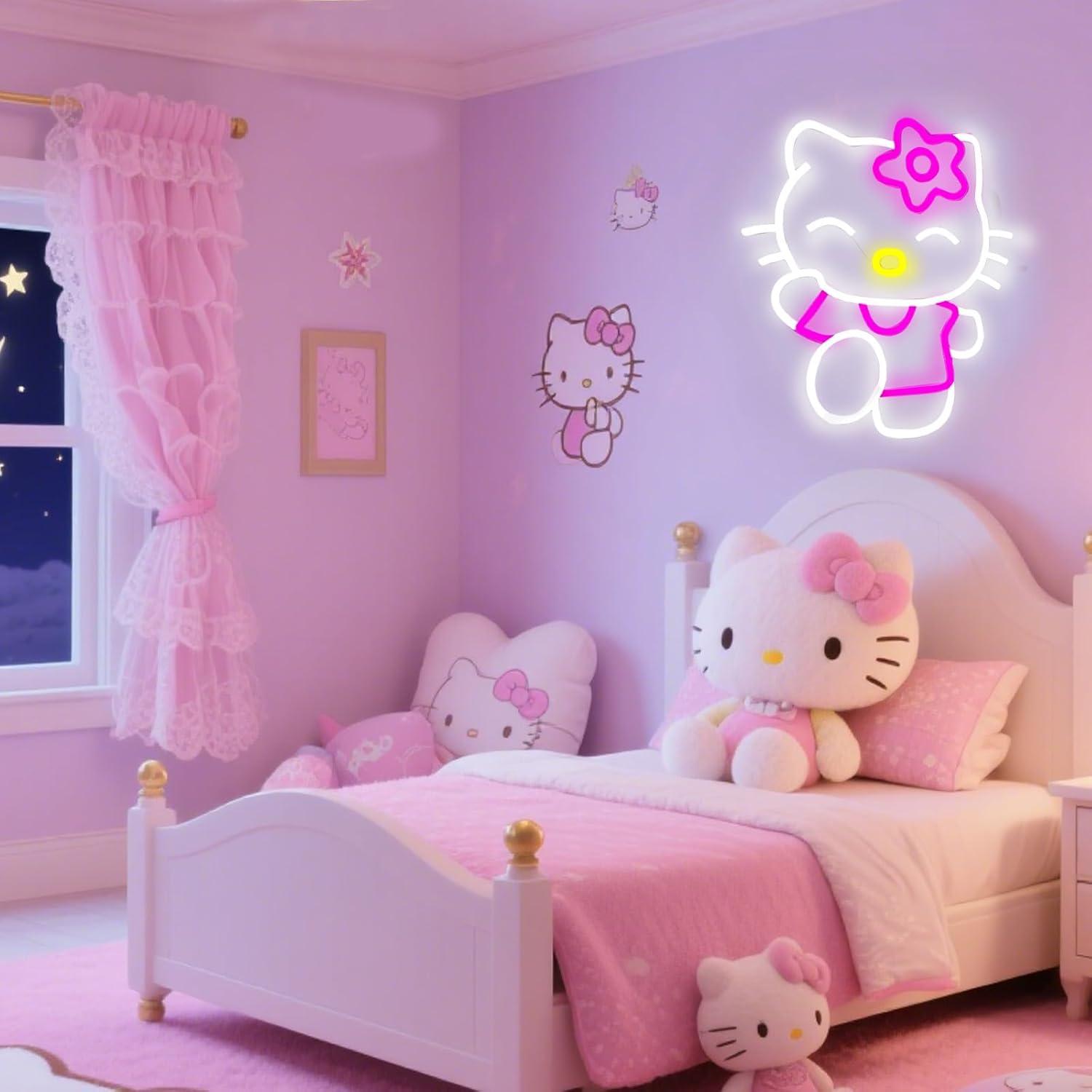 Luz de Pared LED Neón KELBBO Gato Rosa 37x32 cm USB